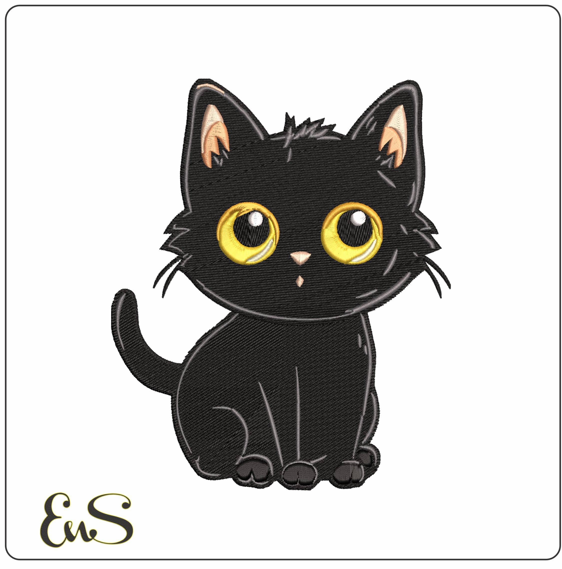 Black Cat - Elegant embroidery design file - instant download