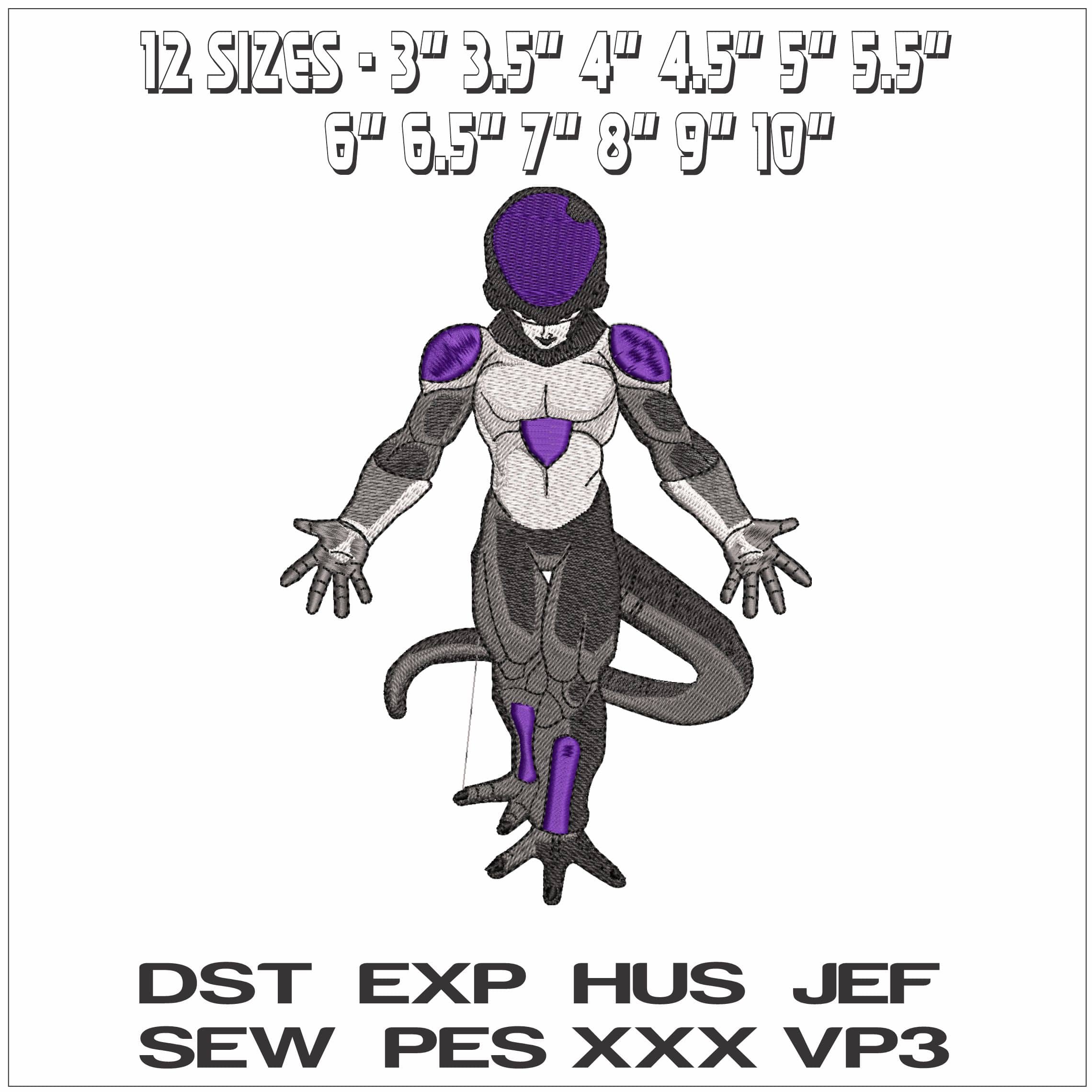 Black Frieza Dragon Ball Anime - Elegant embroidery design file - instant download — view 2