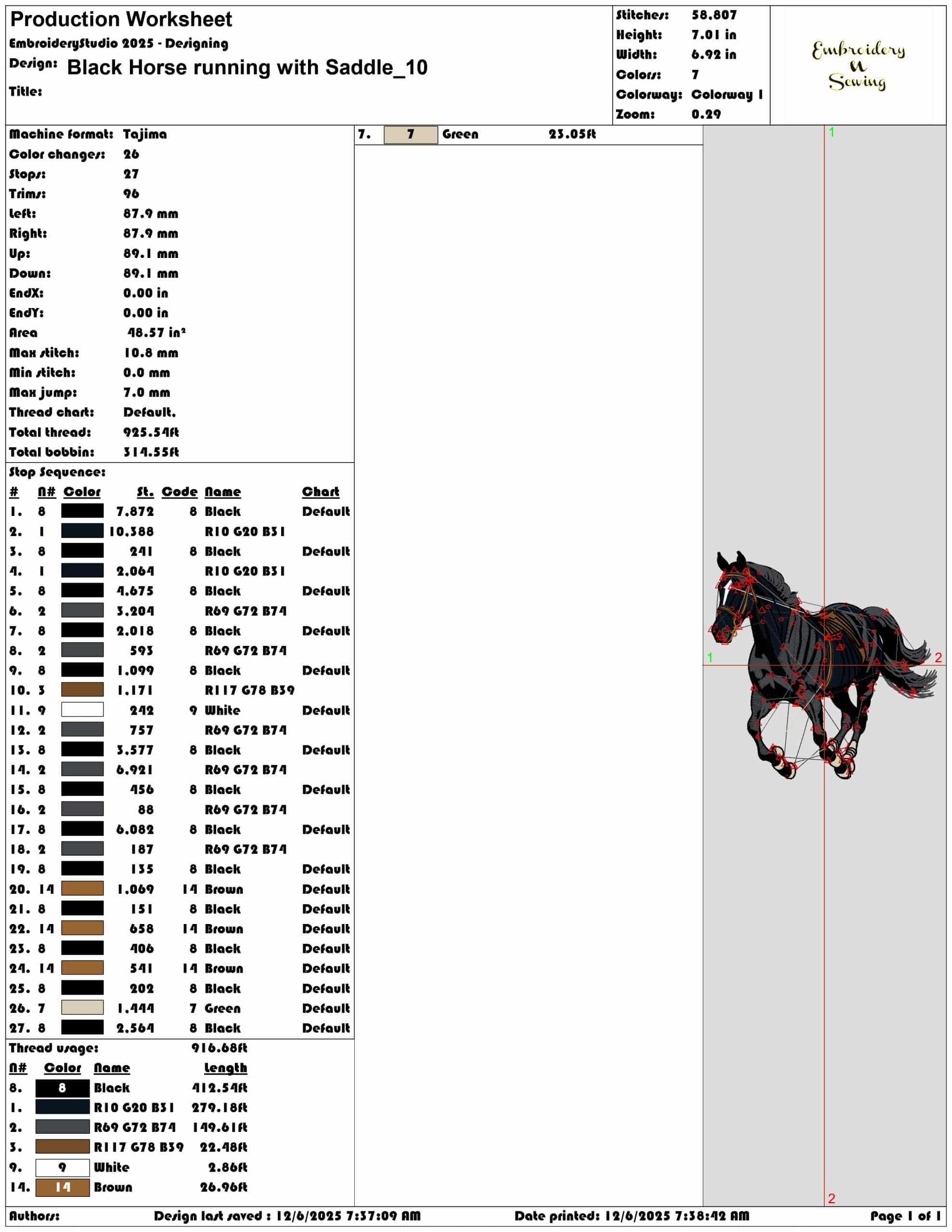 Black Horse running with Saddle - Elegant embroidery design file - instant download — view 3