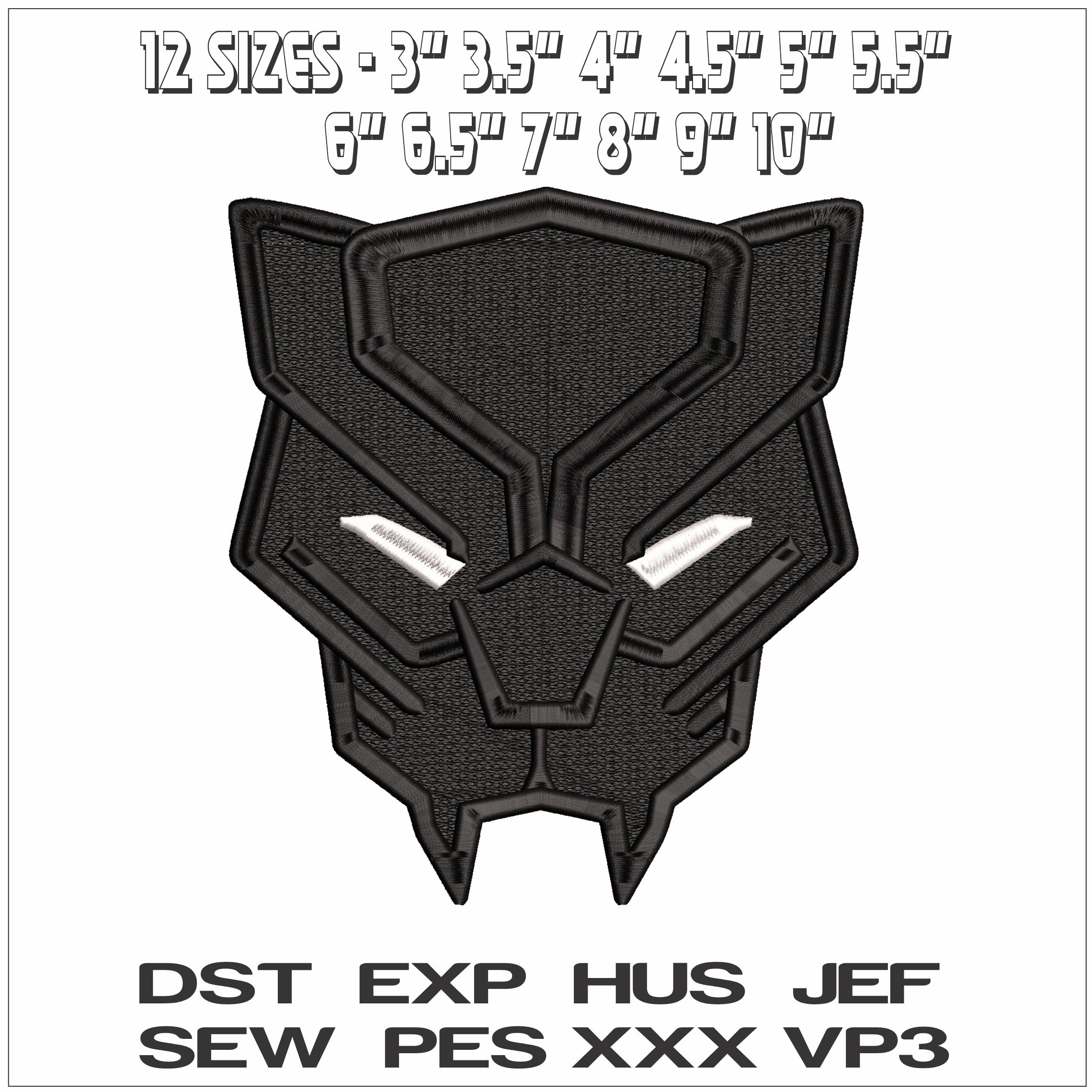 Black Panther Mask - Elegant embroidery design file - instant download — view 2