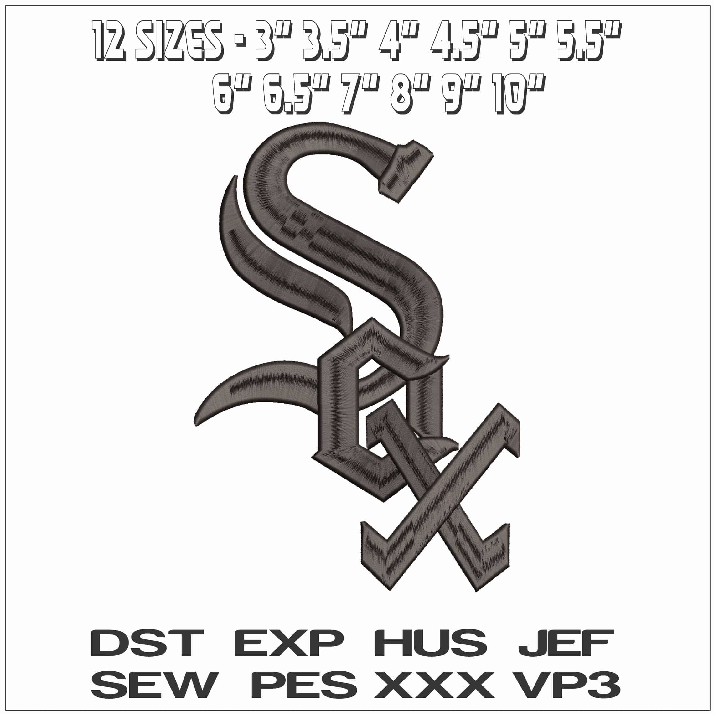 Black Sox MLB - Elegant embroidery design file - instant download — view 2