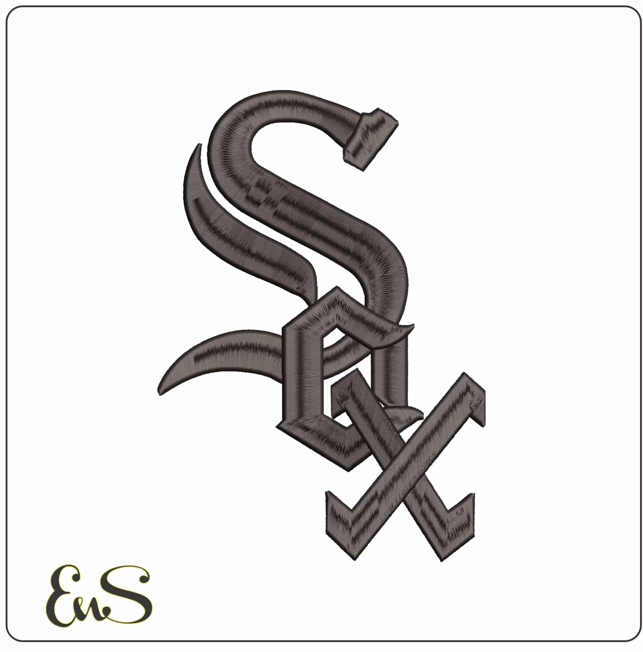 Black Sox MLB - Elegant embroidery design file - instant download