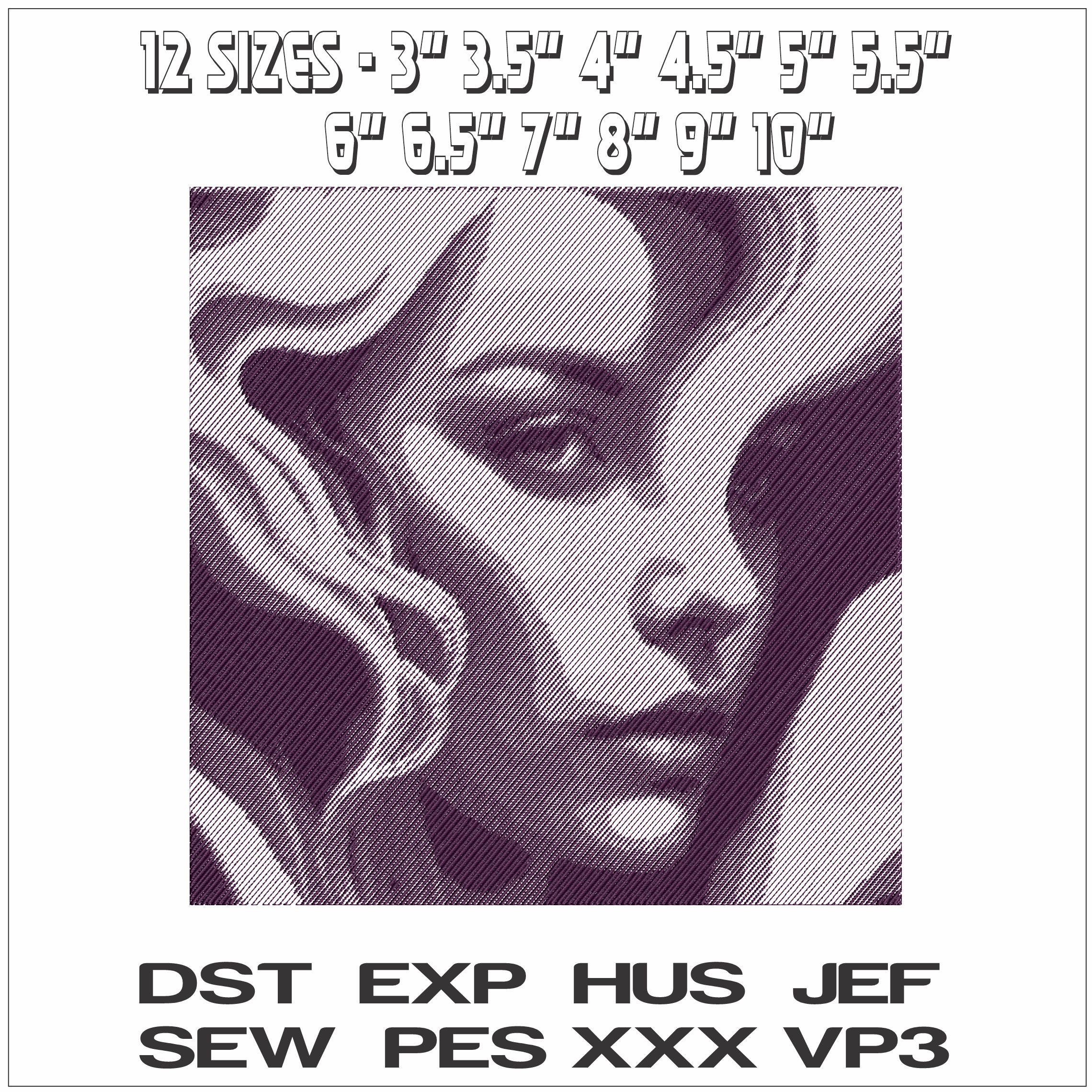 Blonde Womens Face Line art - Elegant embroidery design file - instant download — view 2