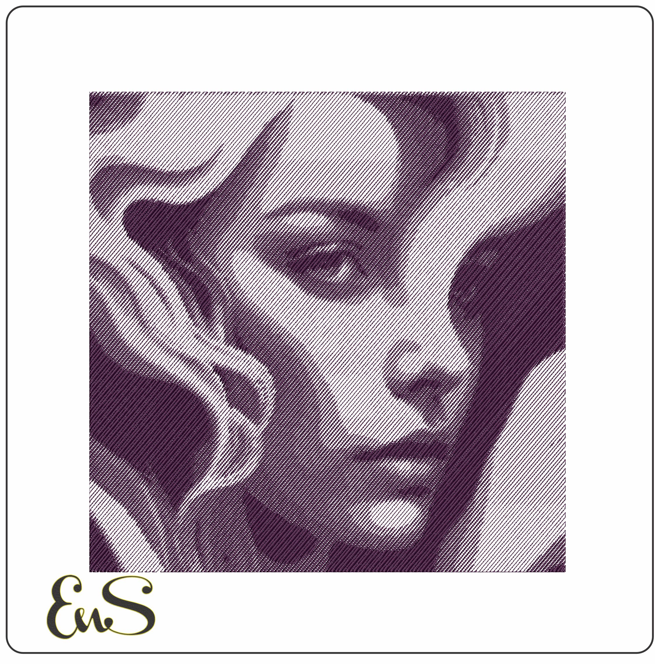 Blonde Womens Face Line art - Elegant embroidery design file - instant download