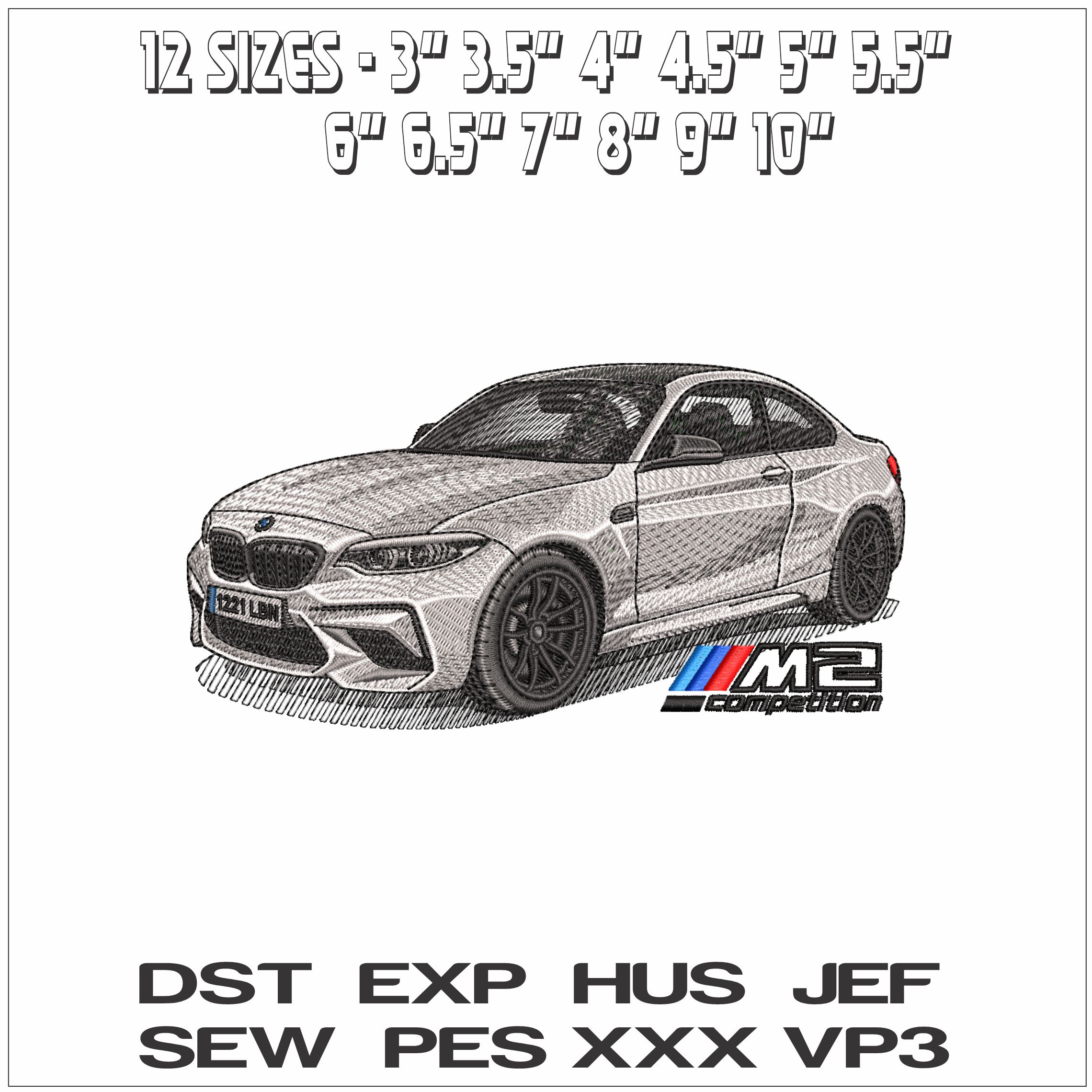BMW M2 Competion 2018 with Name - Elegant embroidery design file - instant download — view 2
