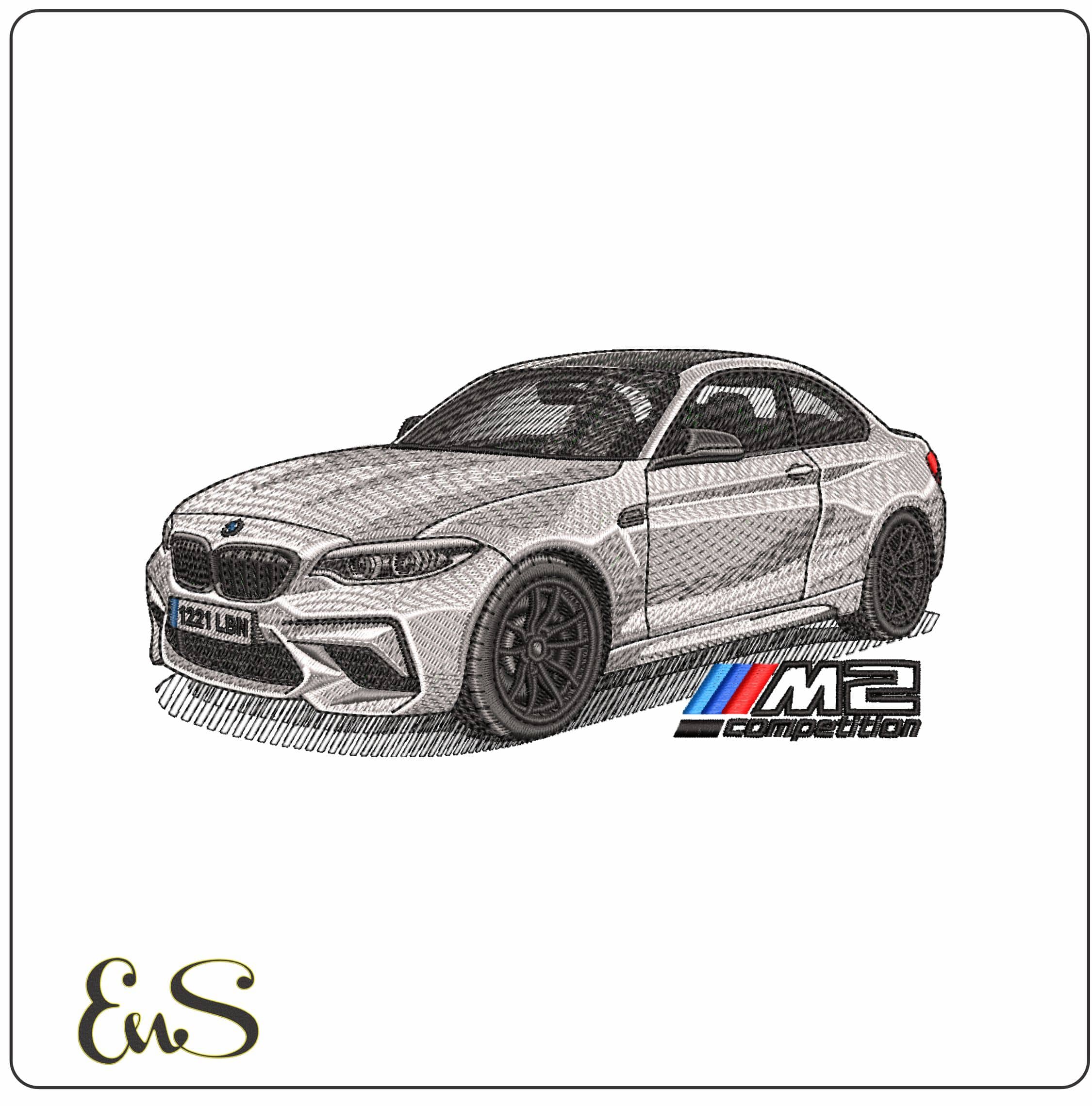 BMW M2 Competion 2018 with Name - Elegant embroidery design file - instant download