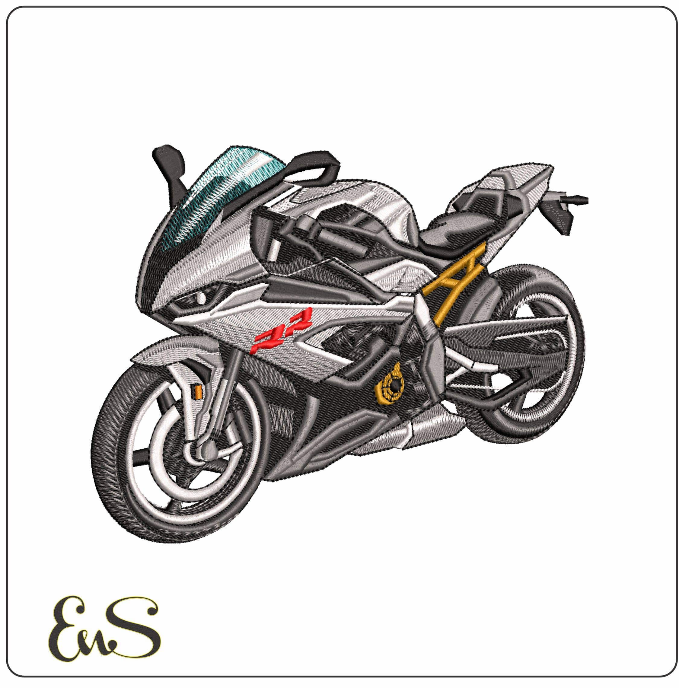 BMW S 1000 RR Motorcycle - Elegant embroidery design file - instant download