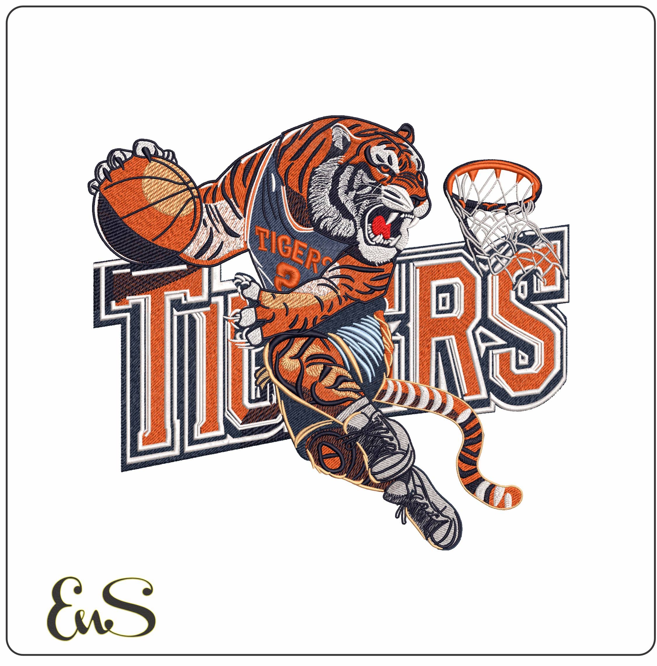 Boston Tigers Basketball - Elegant embroidery design file - instant download