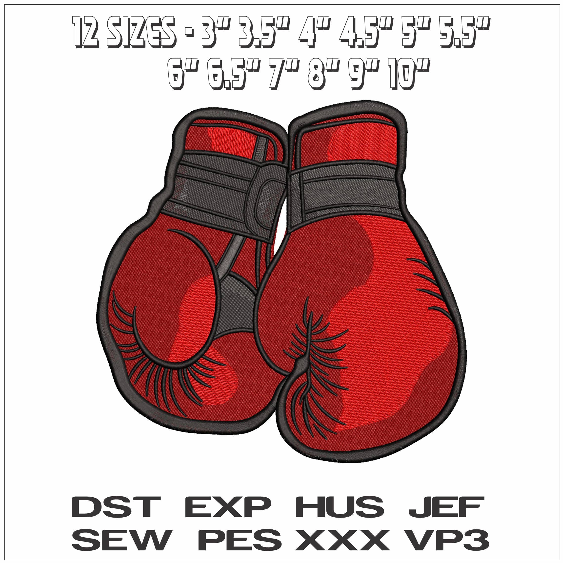 Boxing Gloves - Elegant embroidery design file - instant download — view 2