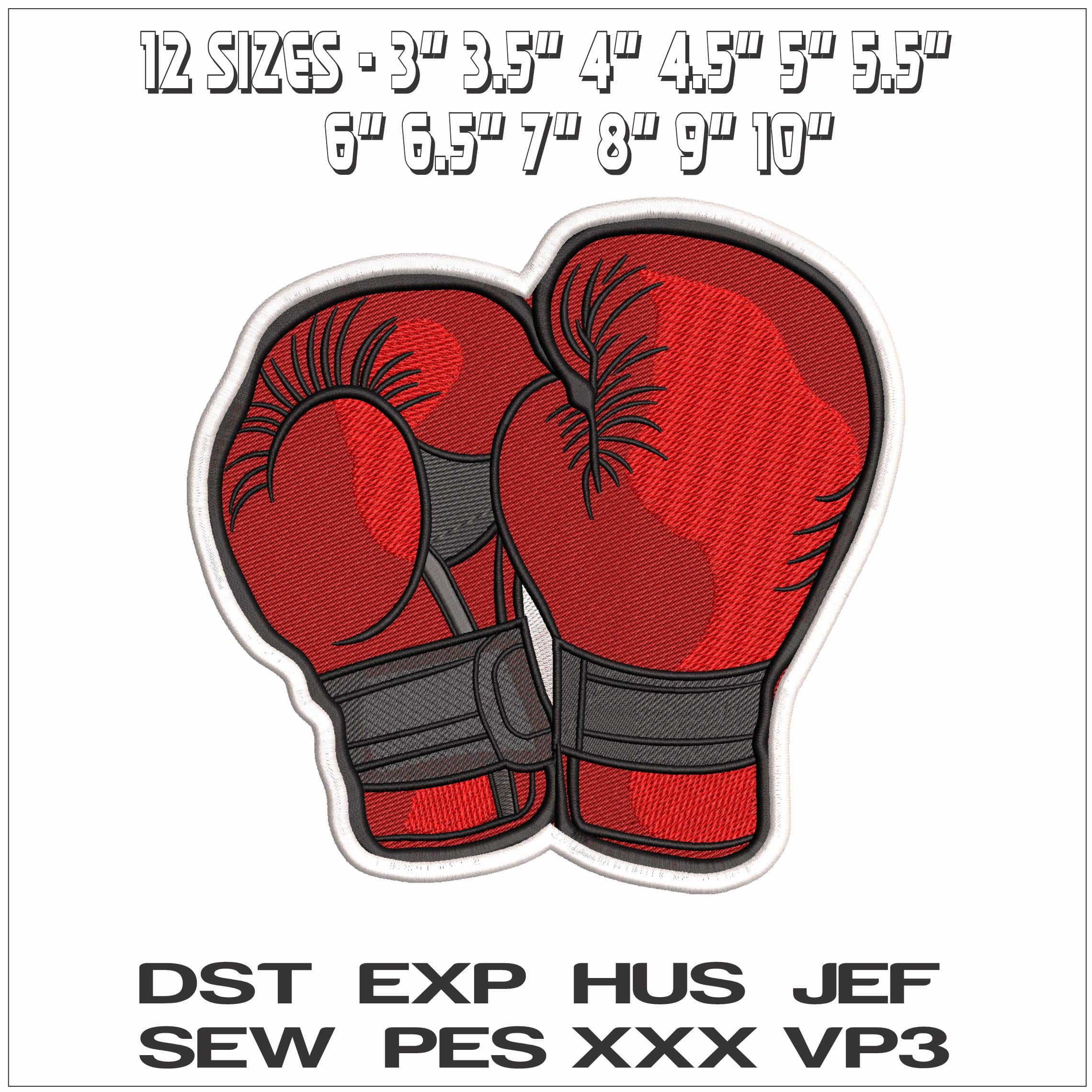 Boxing Gloves with Outline - Elegant embroidery design file - instant download — view 2