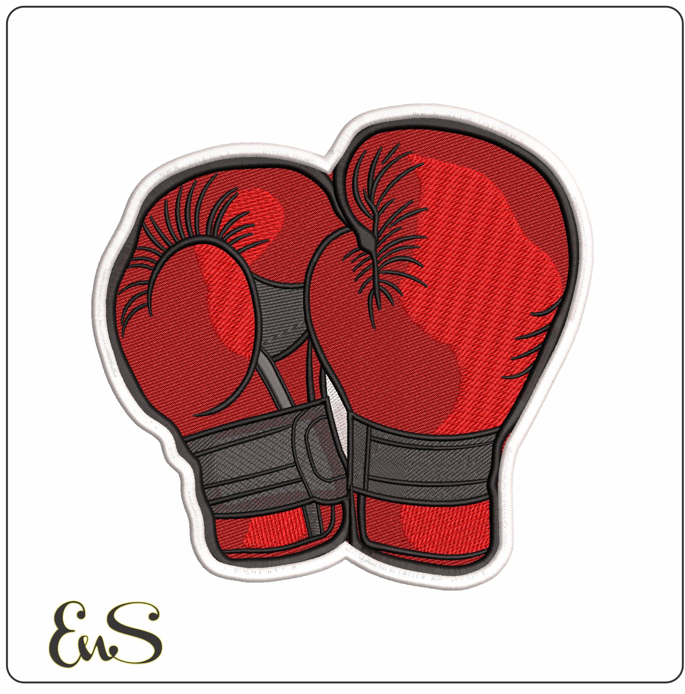 Boxing Gloves with Outline - Elegant embroidery design file - instant download