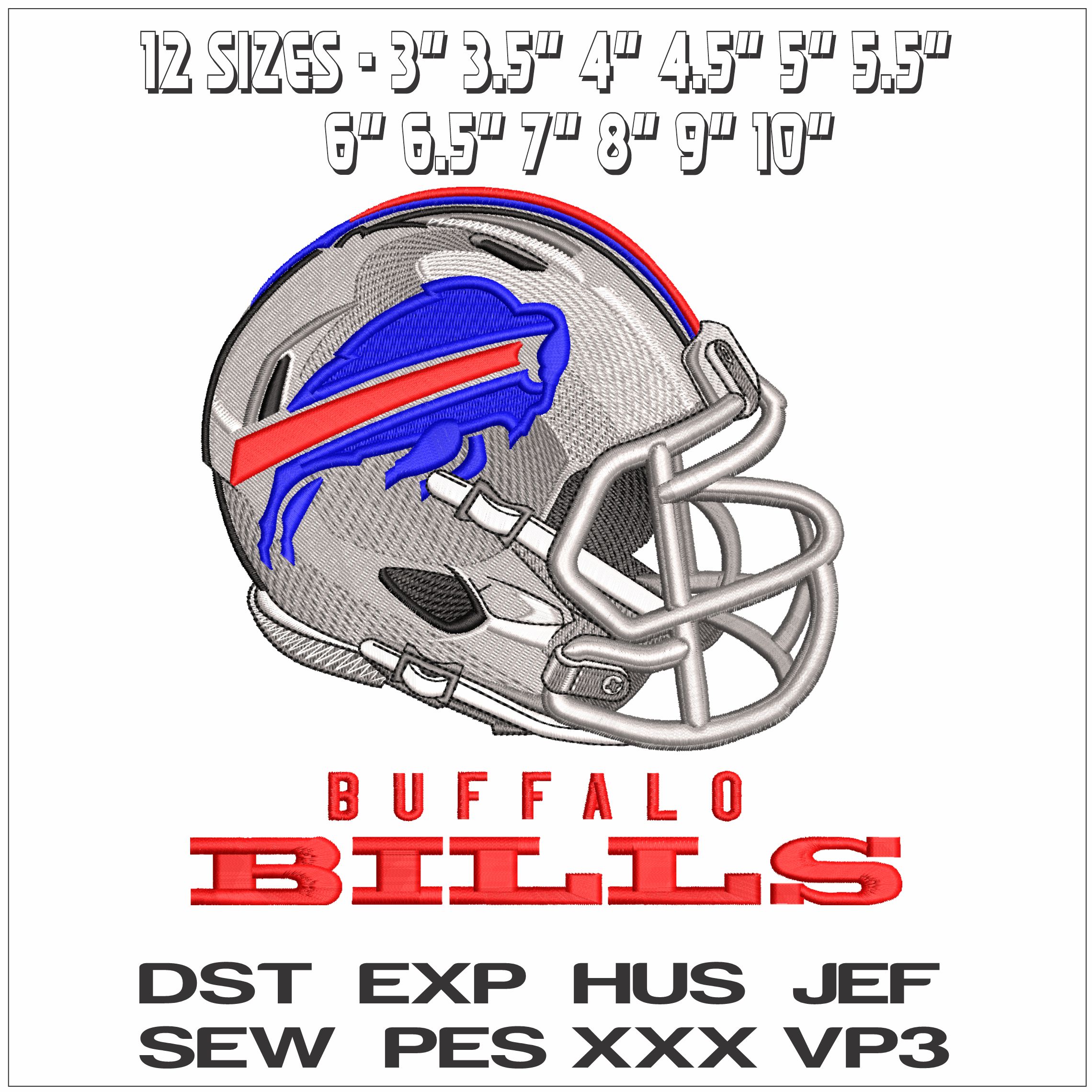 Buffalo Bills Helmet NFL - Elegant embroidery design file - instant download — view 2
