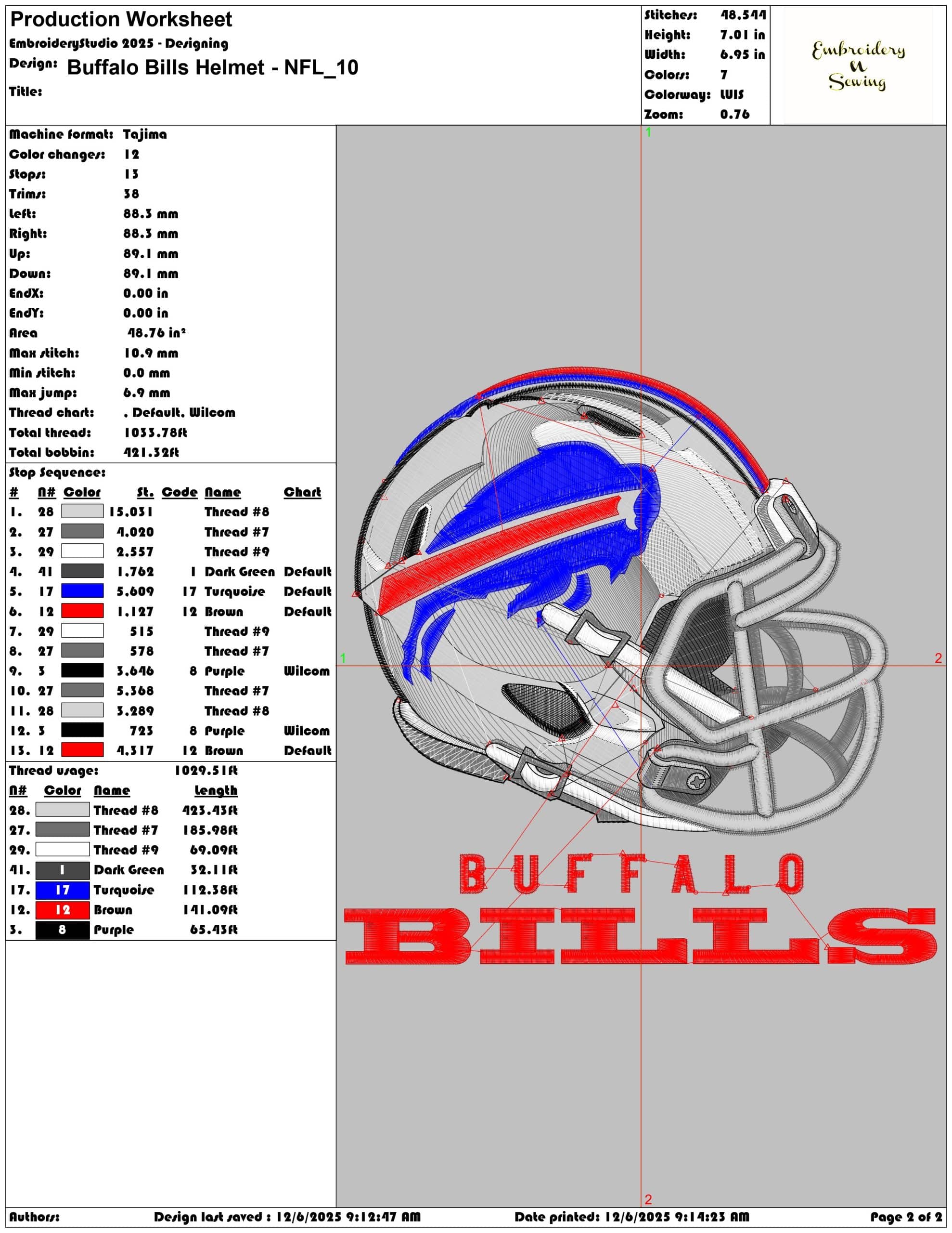 Buffalo Bills Helmet NFL - Elegant embroidery design file - instant download — view 3