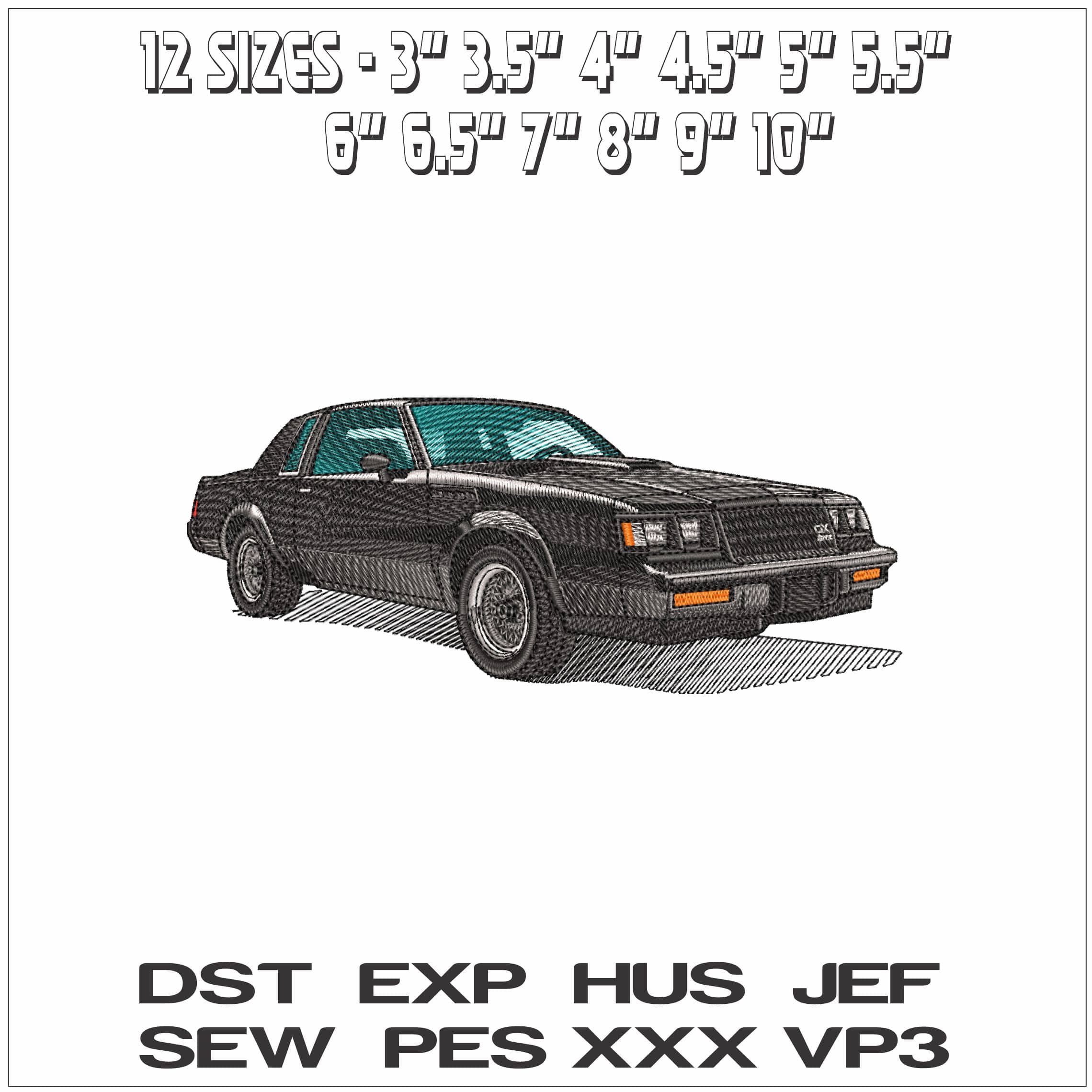 Buick GNX 87 Grand National - Elegant embroidery design file - instant download — view 2