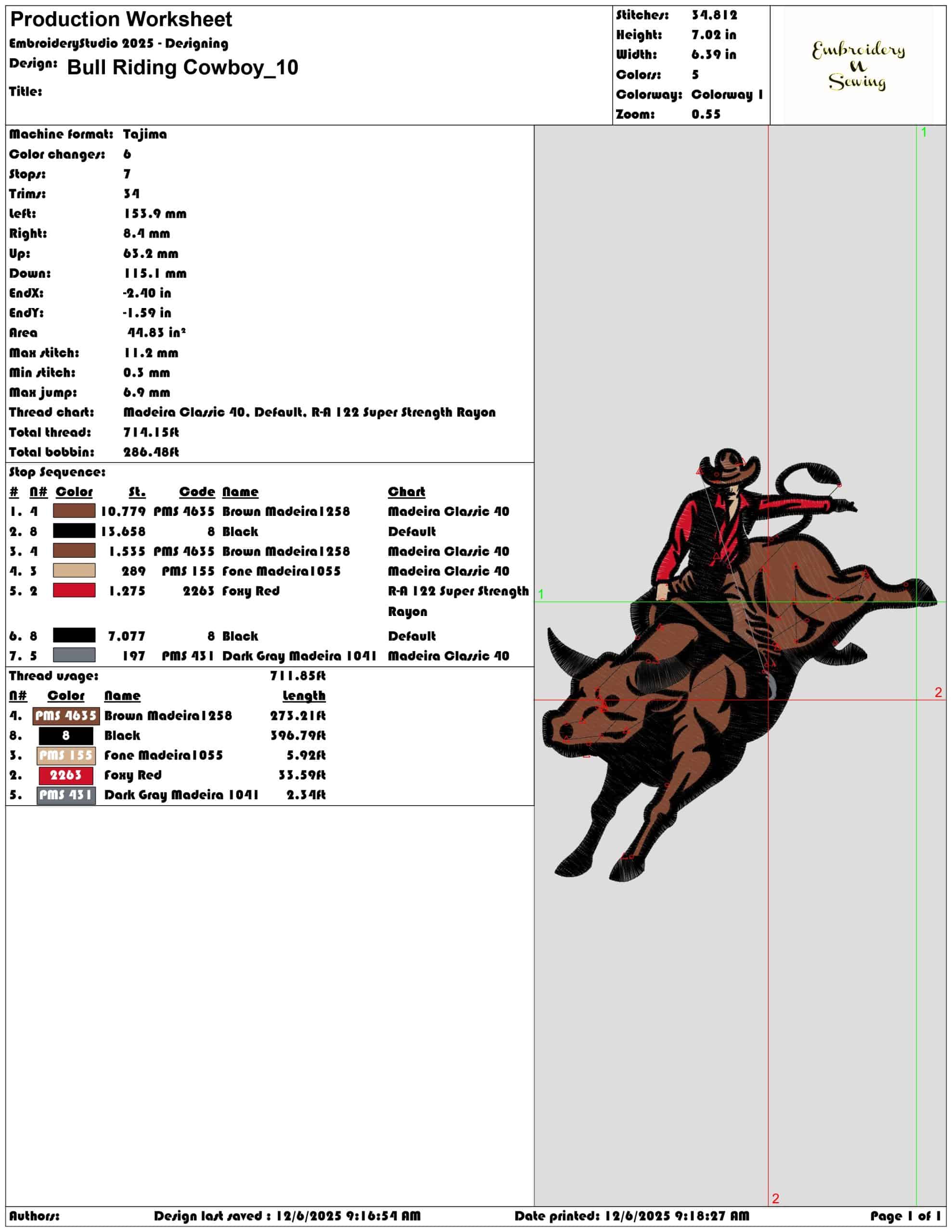 Bull Riding Cowboy - Elegant embroidery design file - instant download — view 3