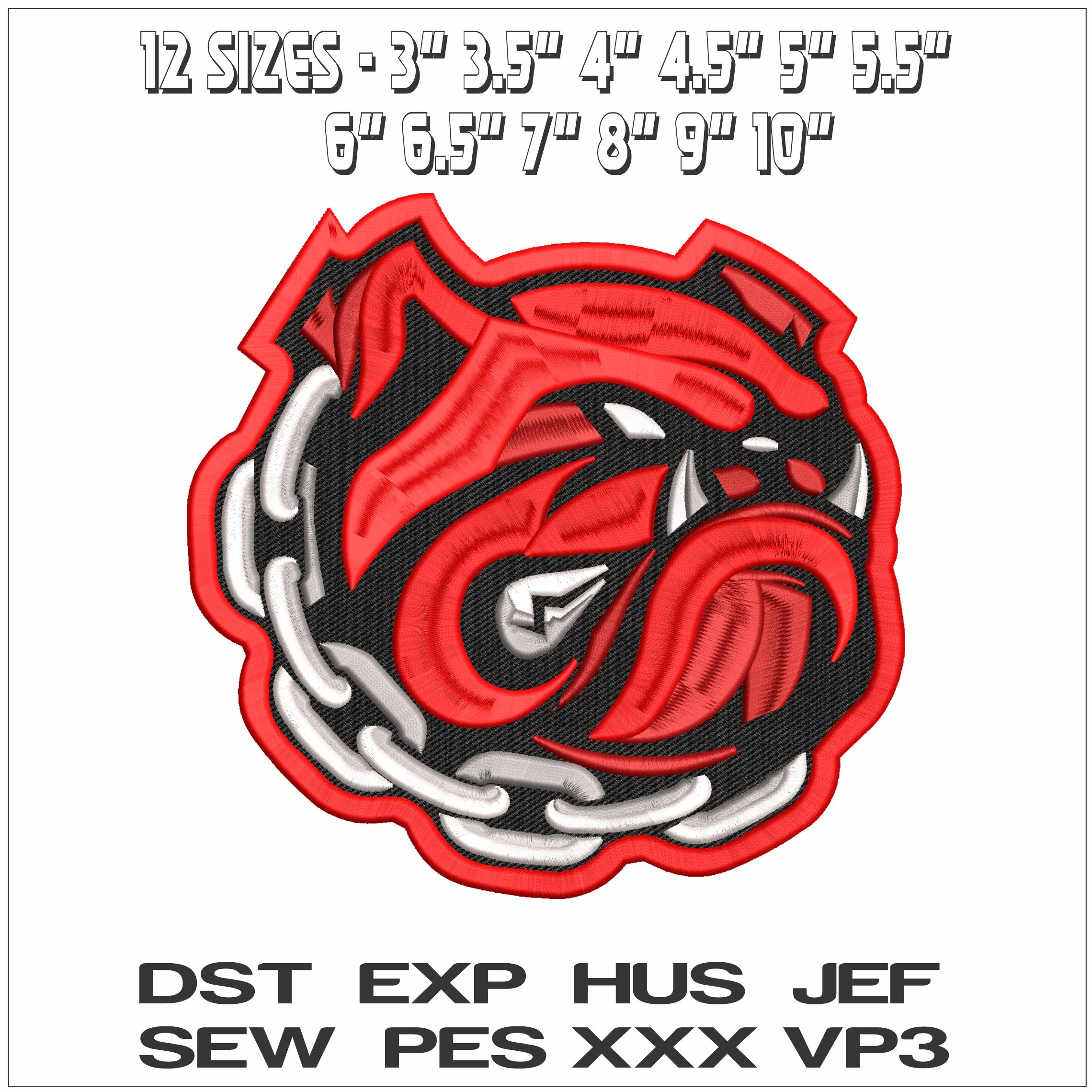 Bulldog 3D Puff - Elegant embroidery design file - instant download — view 2