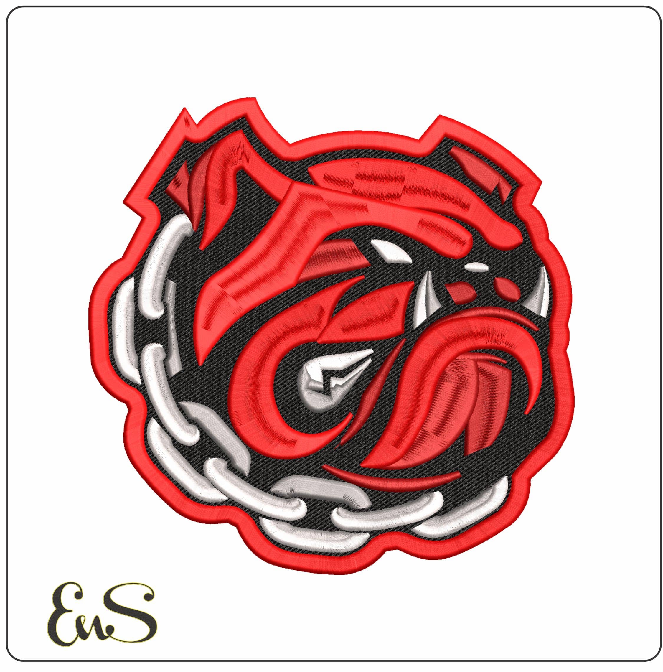 Bulldog 3D Puff - Elegant embroidery design file - instant download