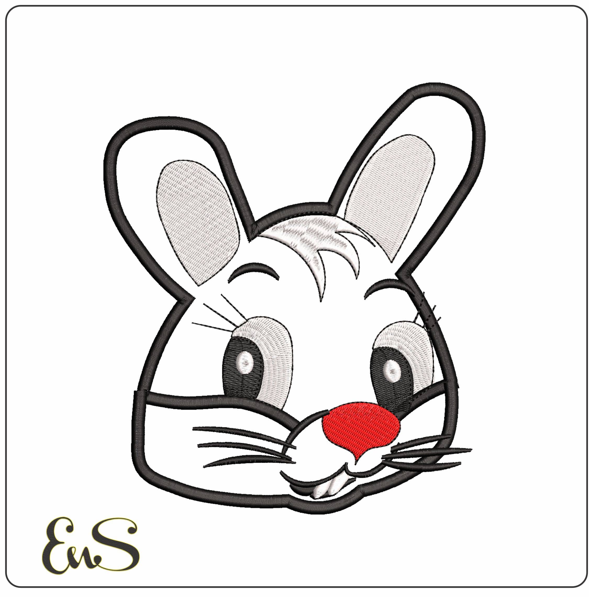 Bunny Face Applique - Elegant embroidery design file - instant download