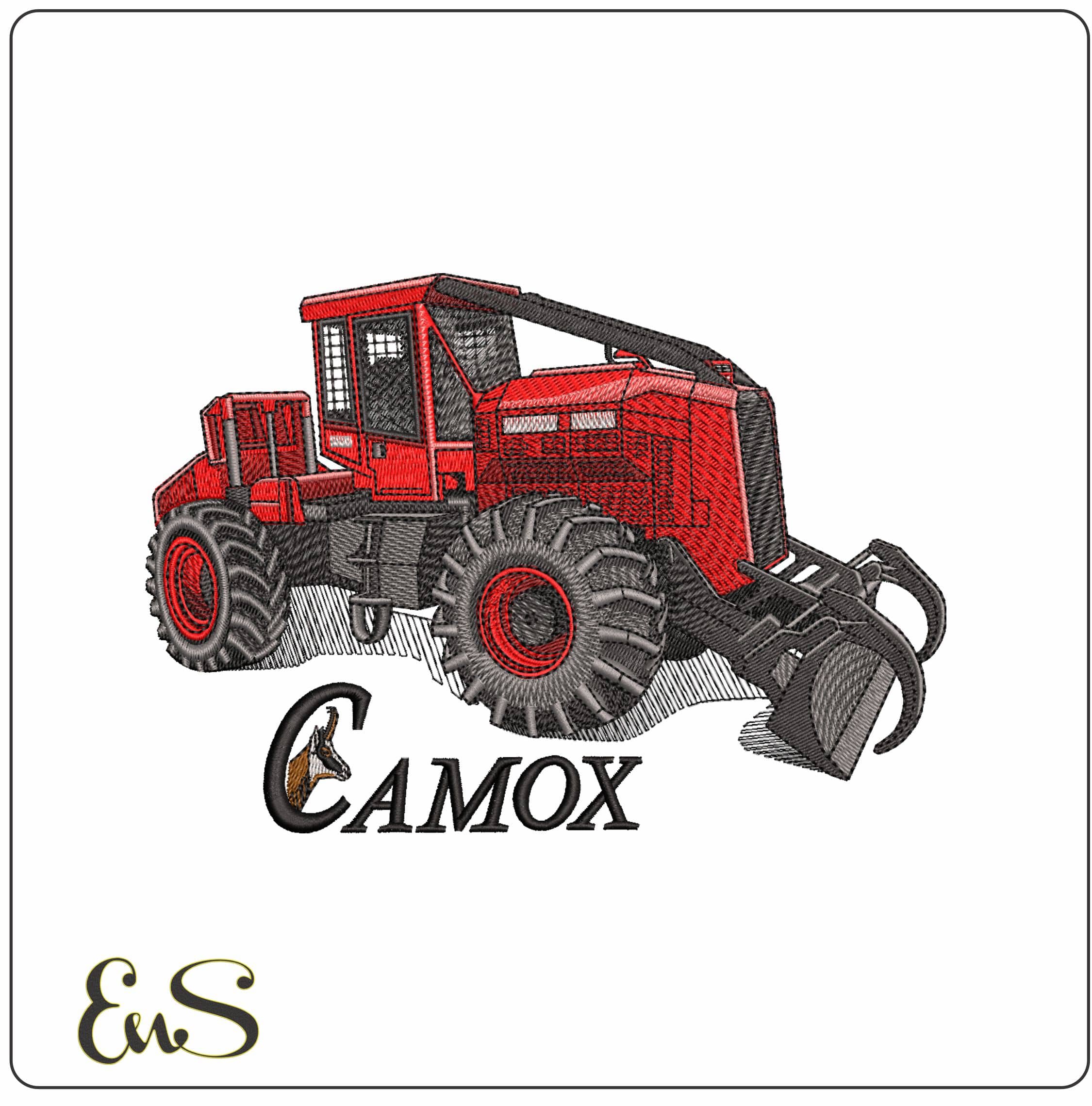 Camox F175 Log Grabber with Name- Elegant embroidery design file - instant download