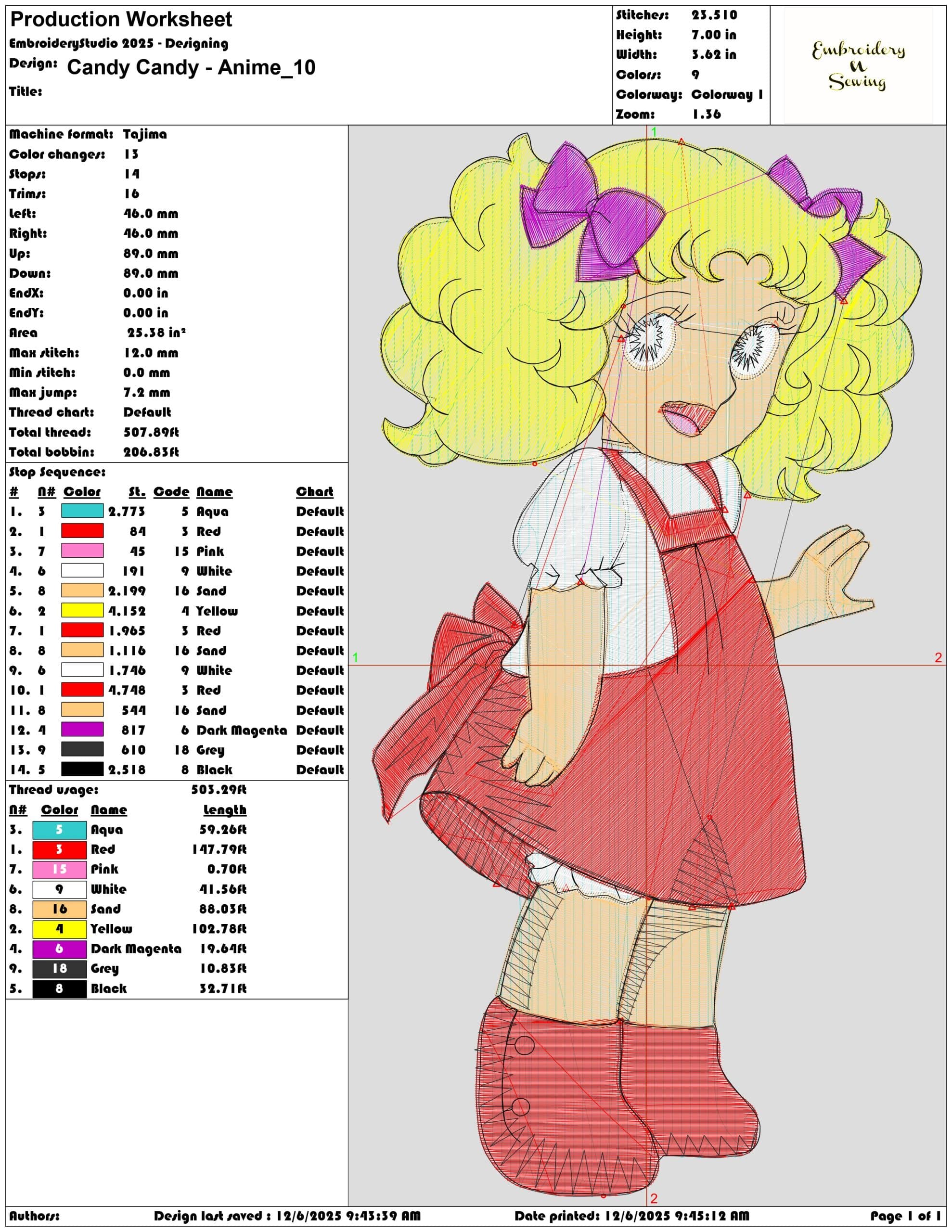 Candy Candy Anime- Elegant embroidery design file - instant download — view 3