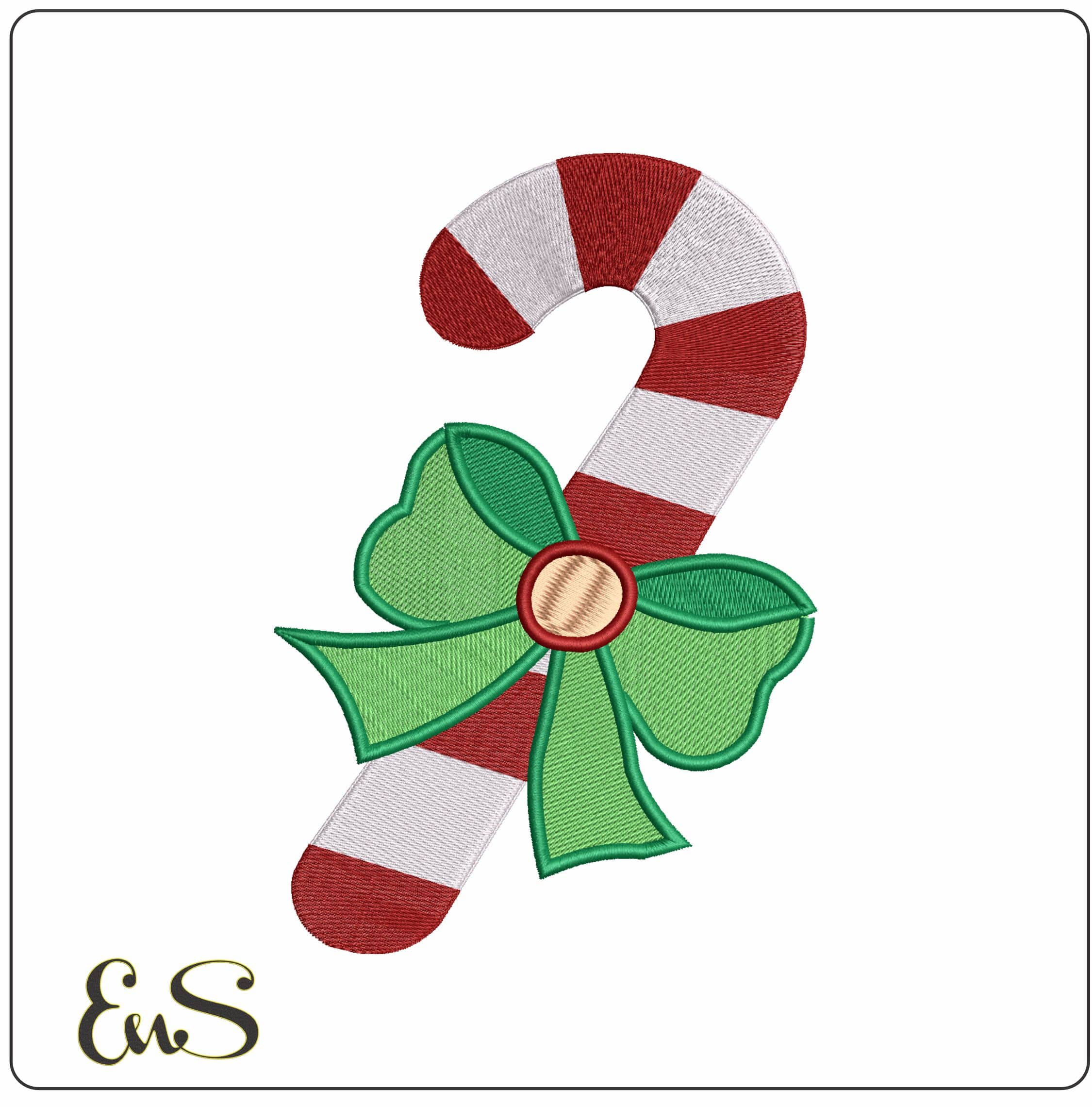 Candy Cane Christmas Bow- Elegant embroidery design file - instant download