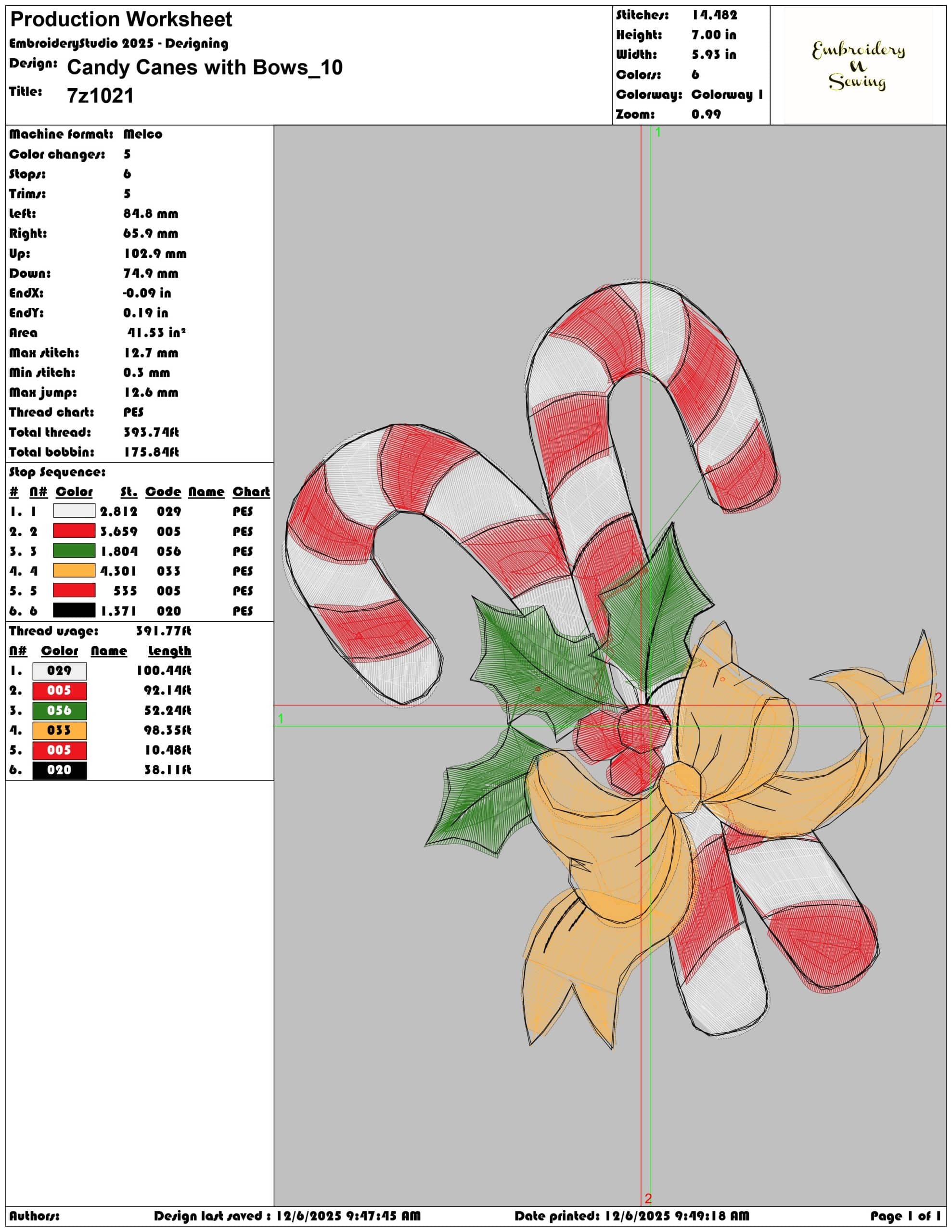 Candy Canes with Bows- Elegant embroidery design file - instant download — view 3