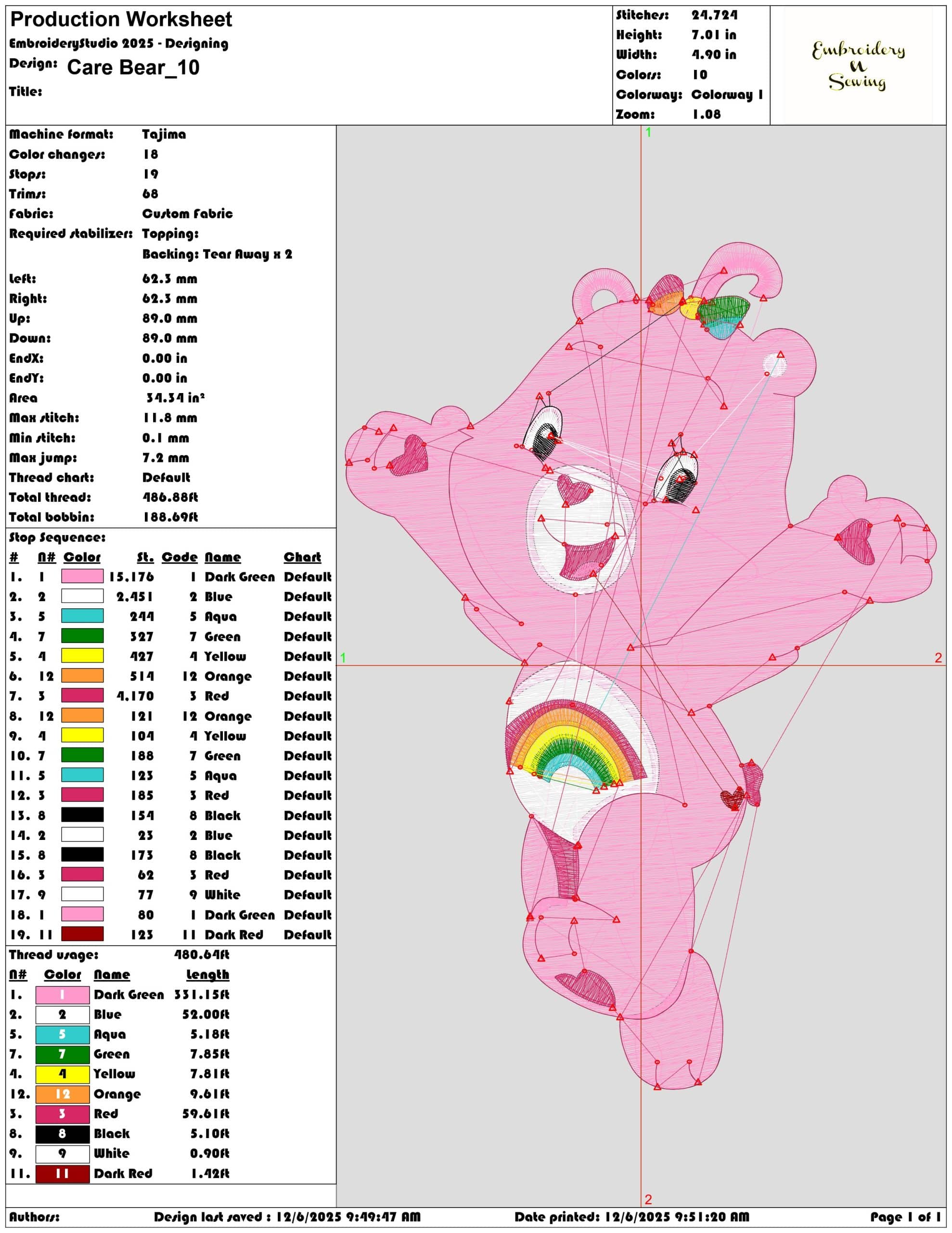 Care Bear- Elegant embroidery design file - instant download — view 3