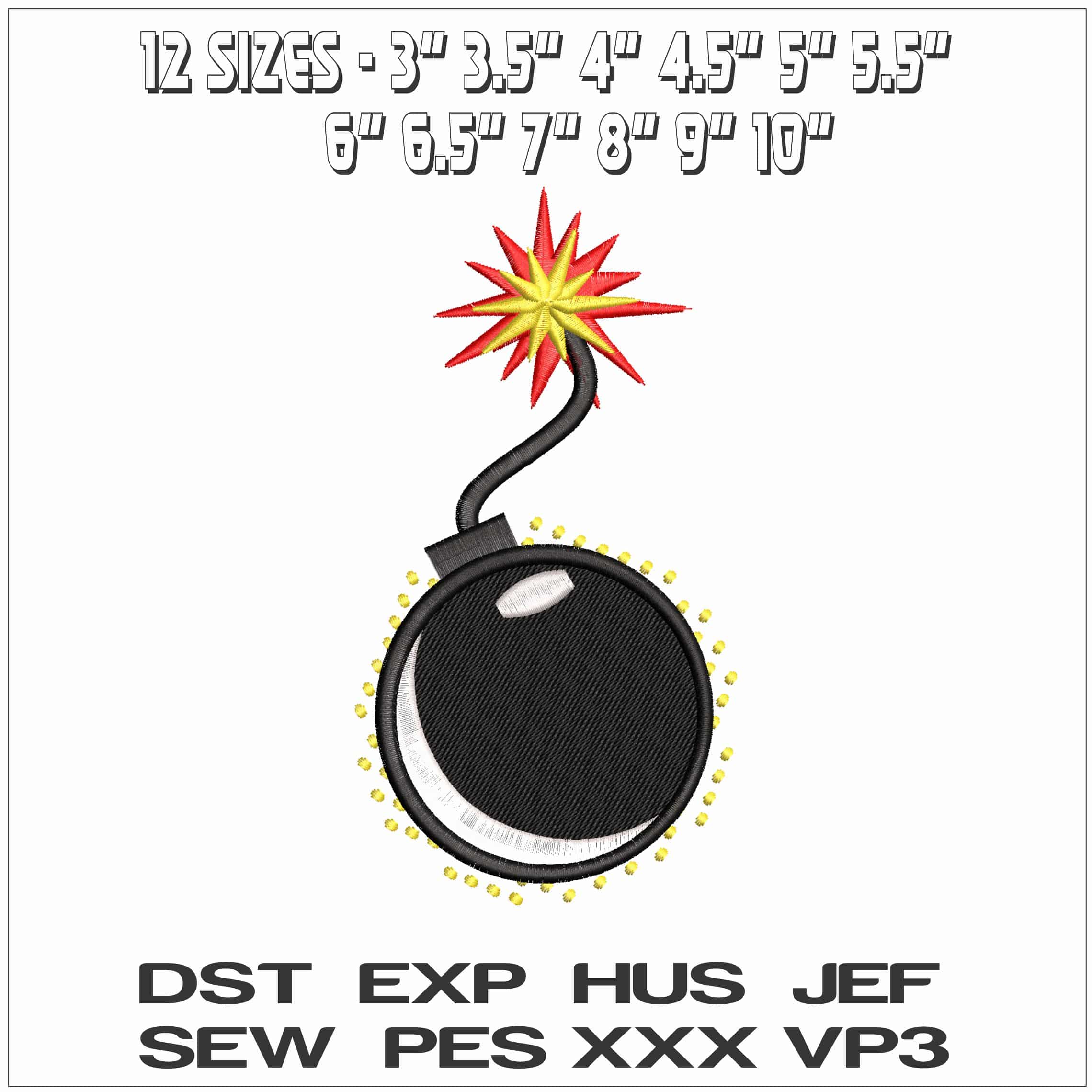 Cartoon Bomb- Elegant embroidery design file - instant download — view 2