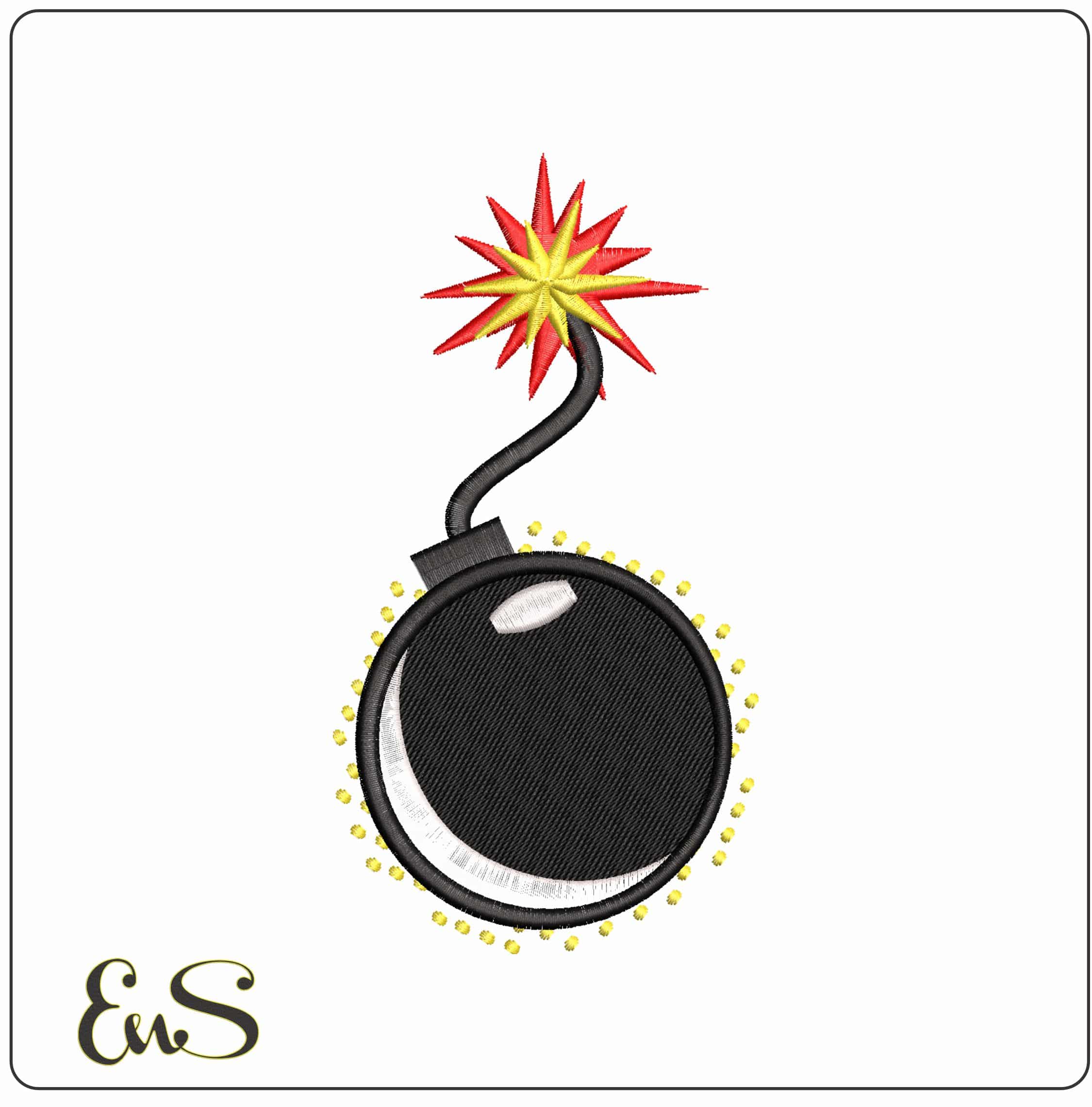 Cartoon Bomb- Elegant embroidery design file - instant download
