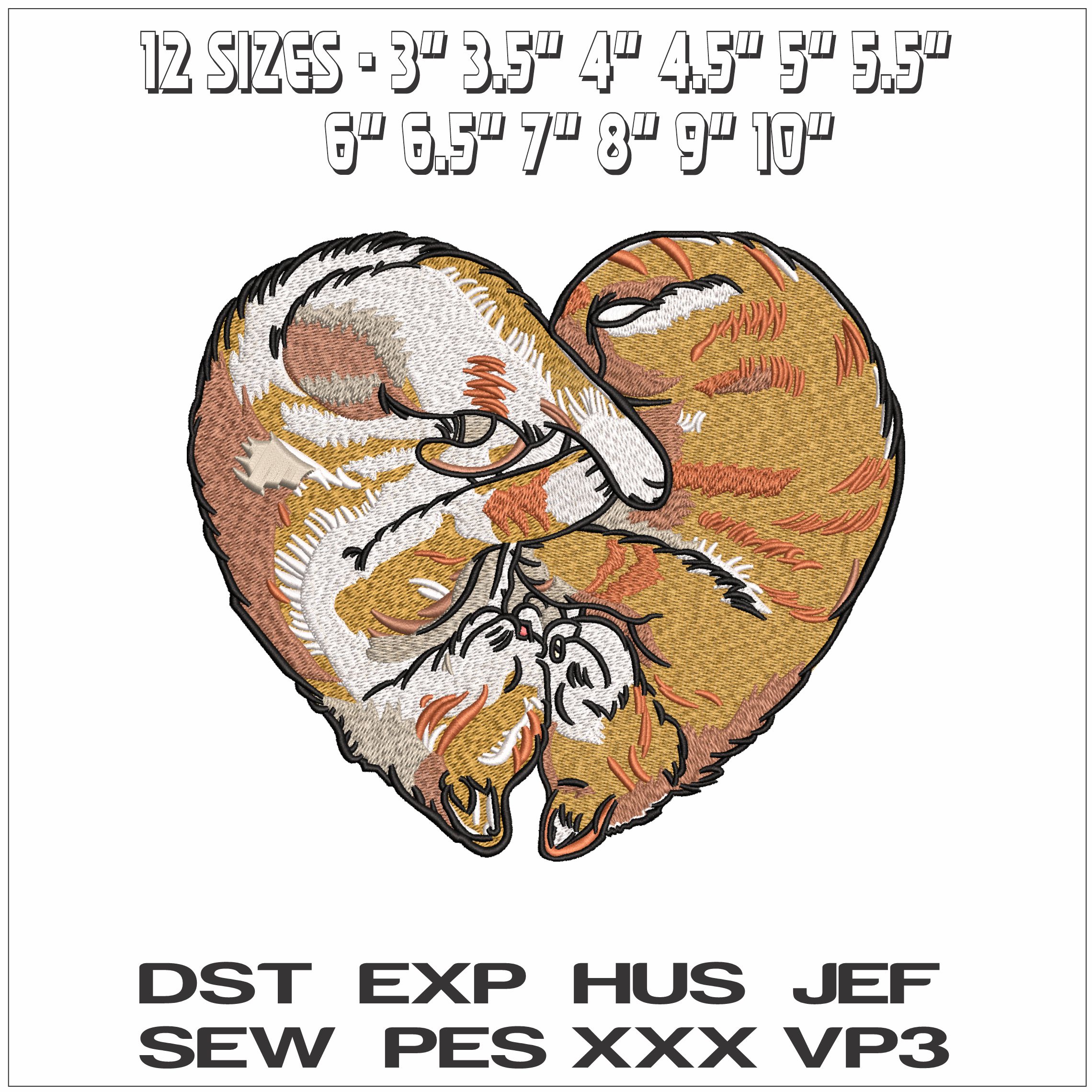 Cat Love Heart- Elegant embroidery design file - instant download — view 2