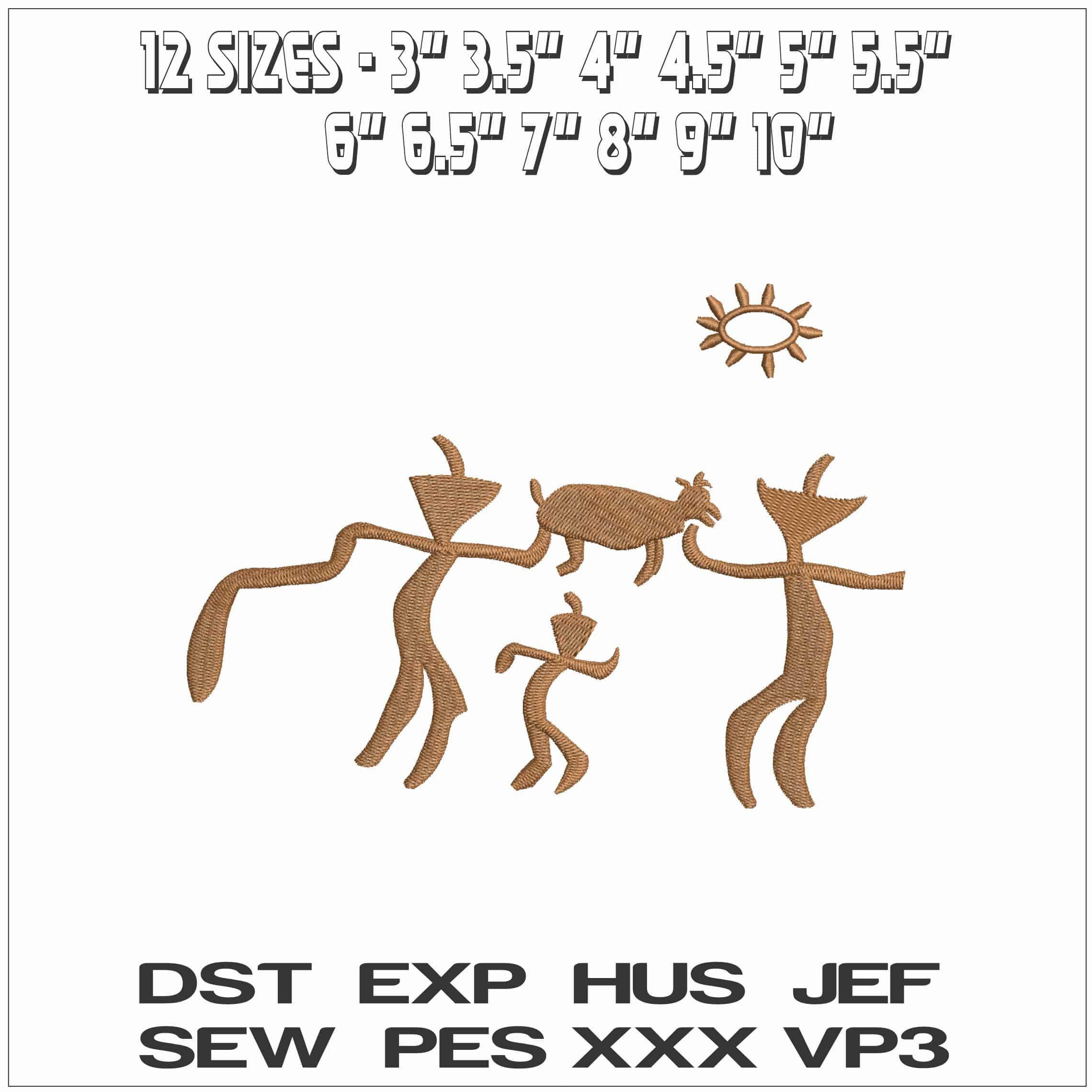 Caveman Drawing- Elegant embroidery design file - instant download — view 2