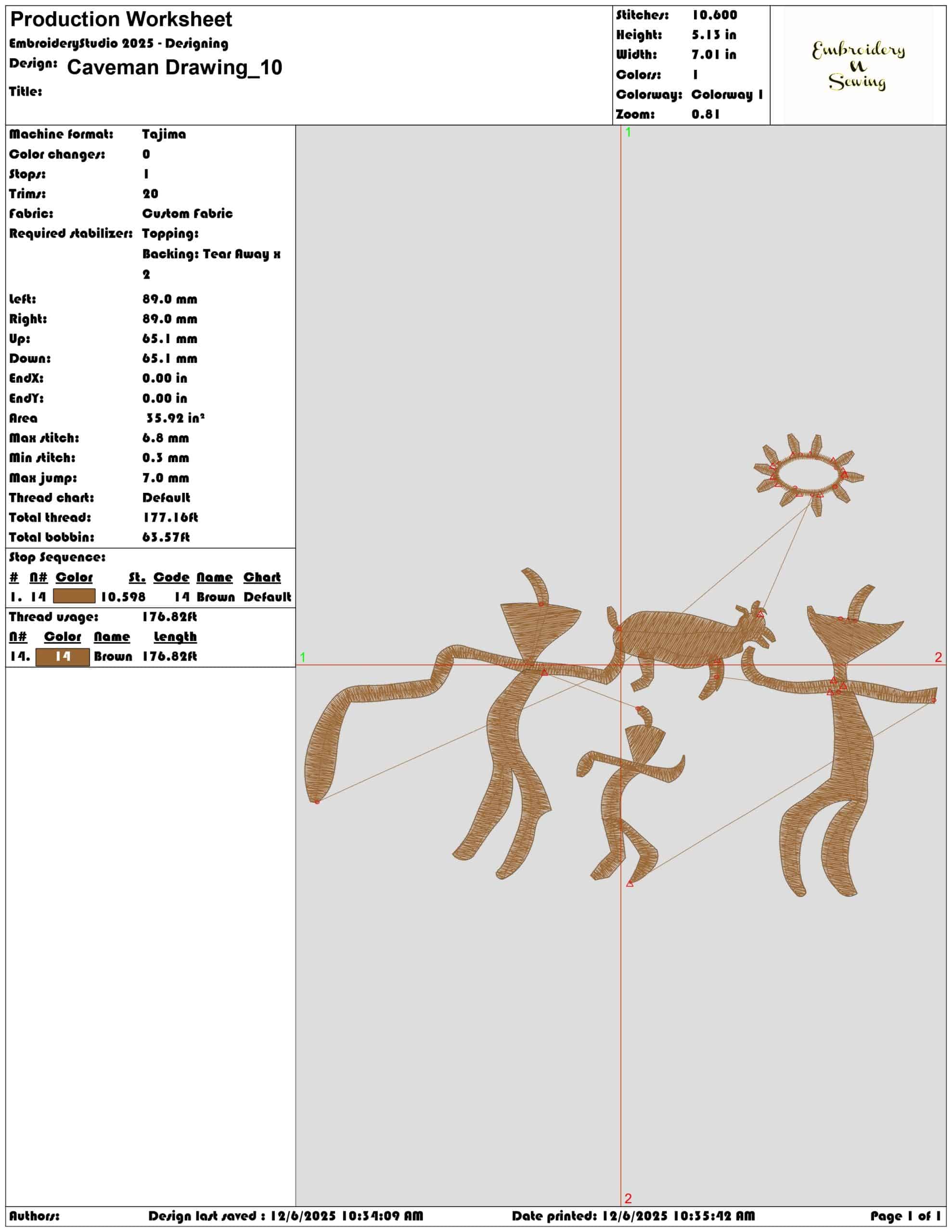 Caveman Drawing- Elegant embroidery design file - instant download — view 3