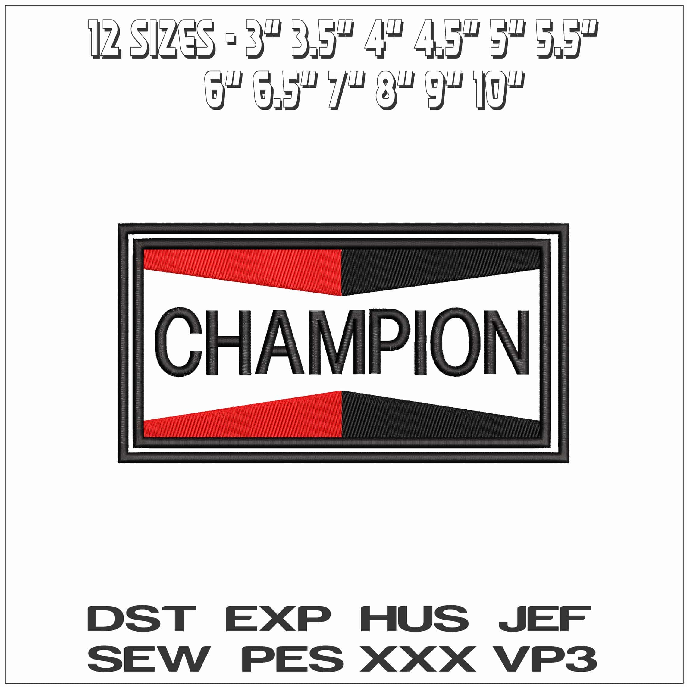 Champion Spark Plugs- Elegant embroidery design file - instant download — view 2
