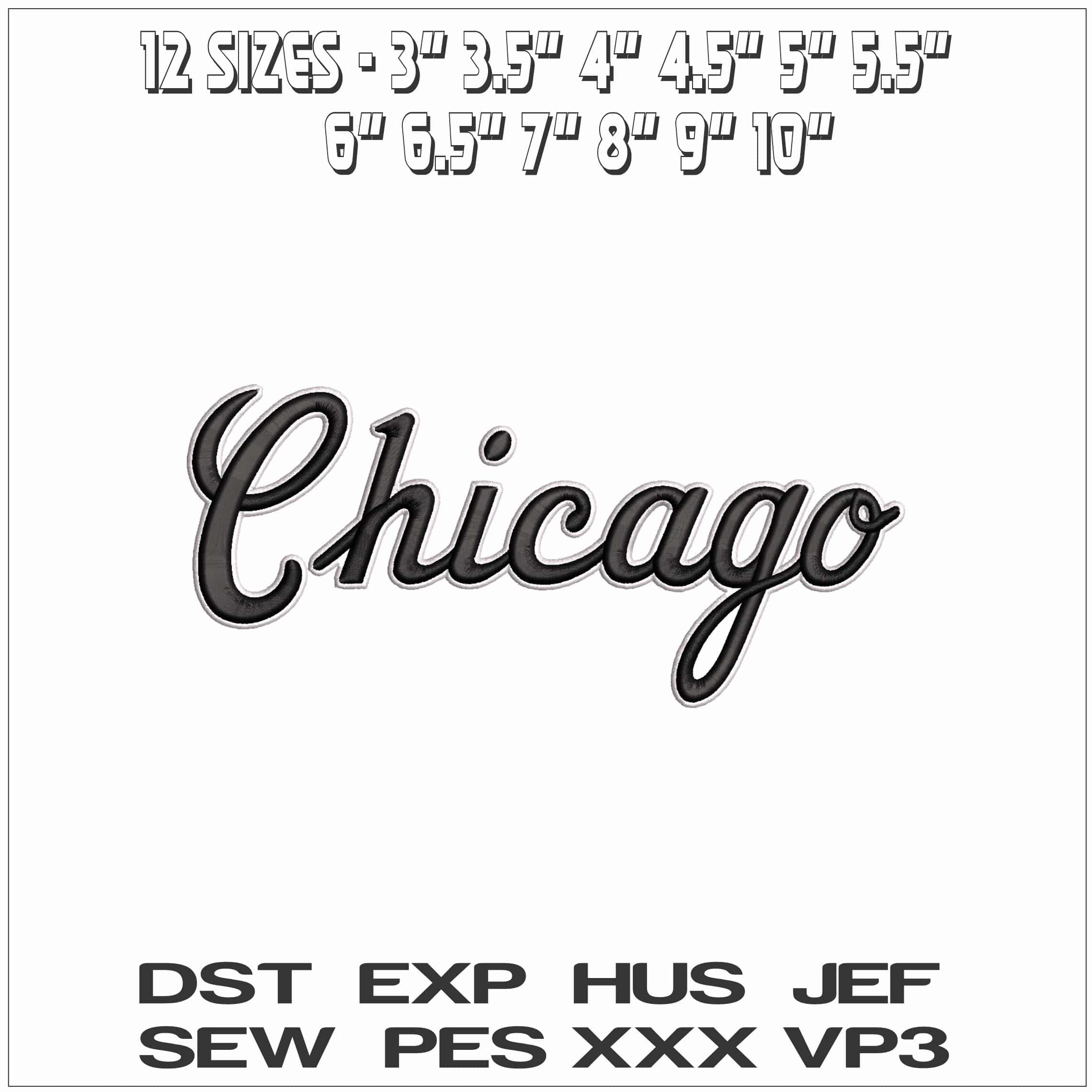 Chicago Script- Elegant embroidery design file - instant download — view 2