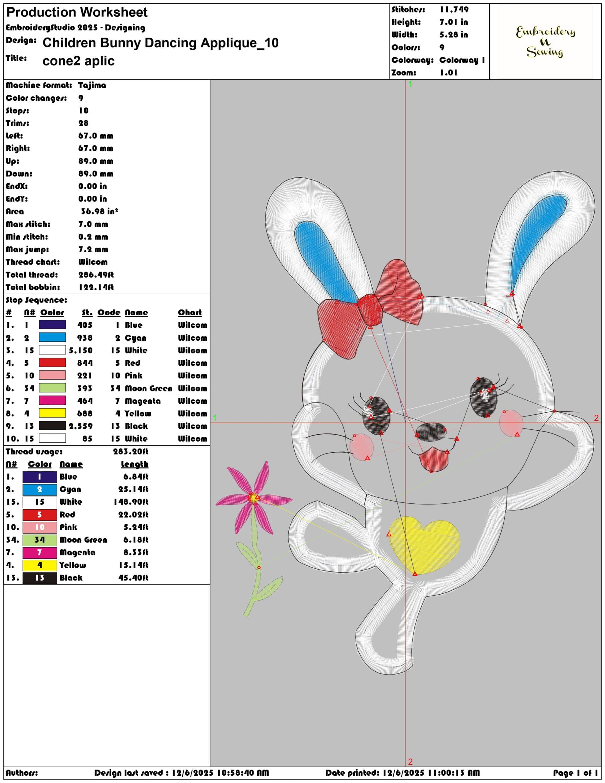 Children Bunny Dancing Applique - Elegant embroidery design file - instant download — view 3