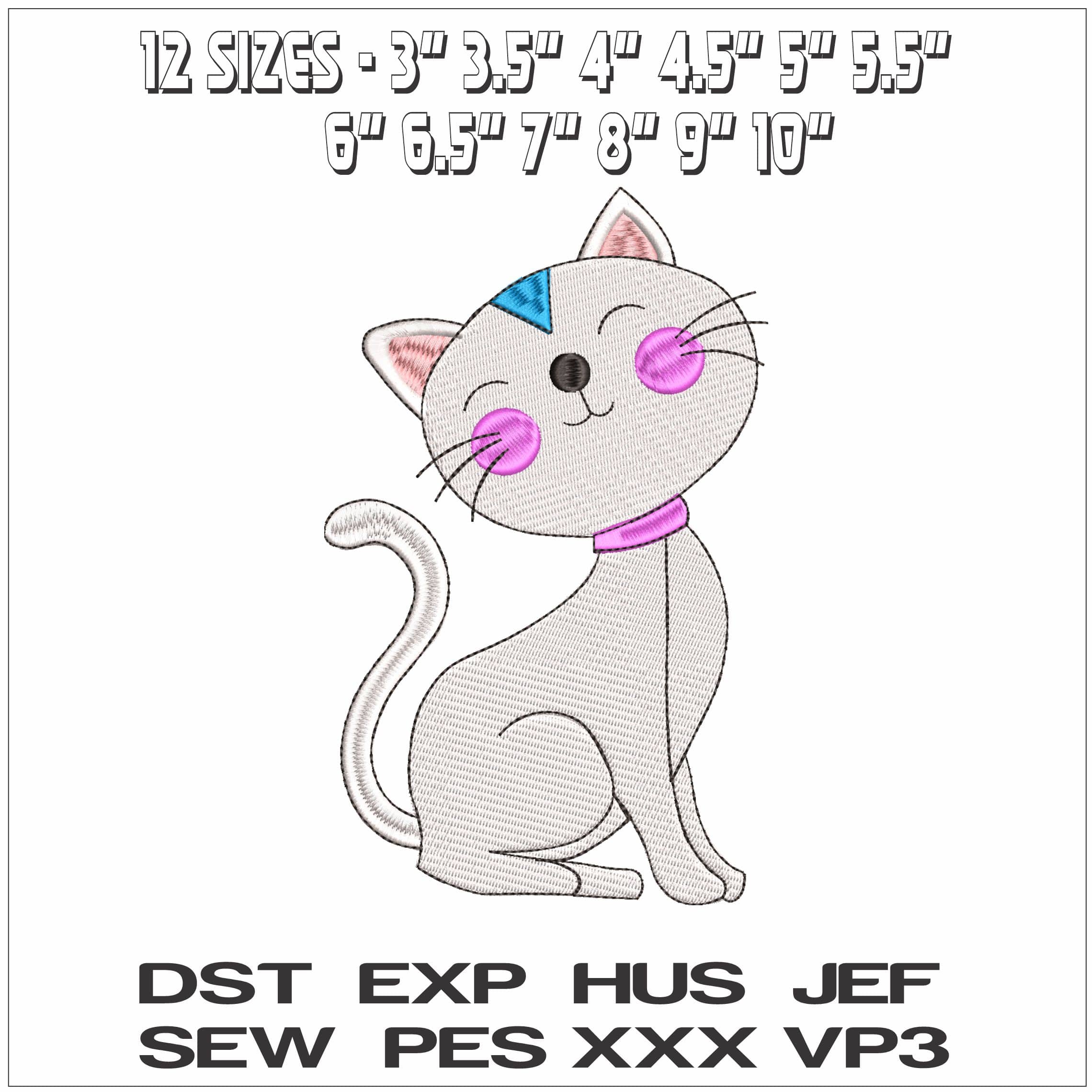 Children Content Cat - Elegant embroidery design file - instant download — view 2