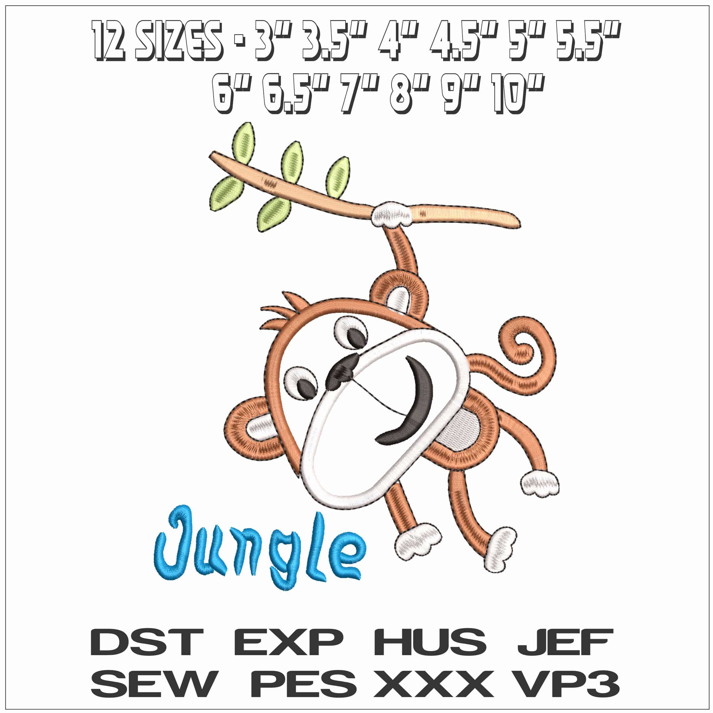 Children Monkey Applique - Elegant embroidery design file - instant download — view 2