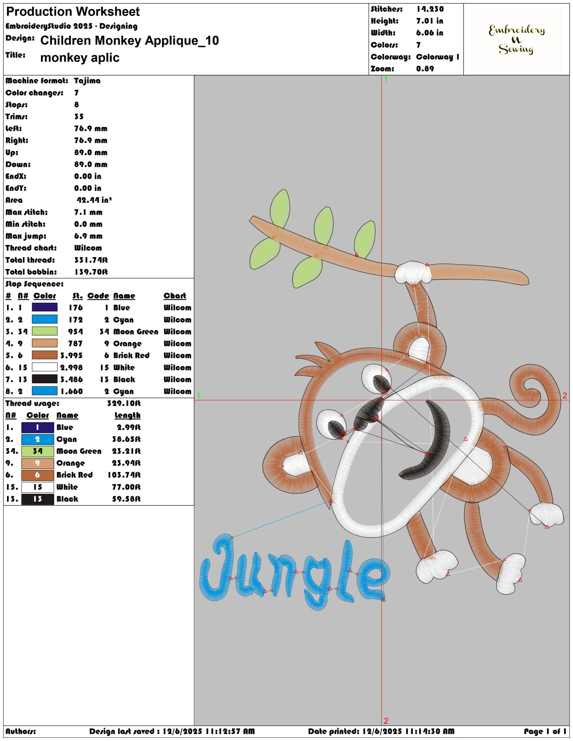 Children Monkey Applique - Elegant embroidery design file - instant download — view 3