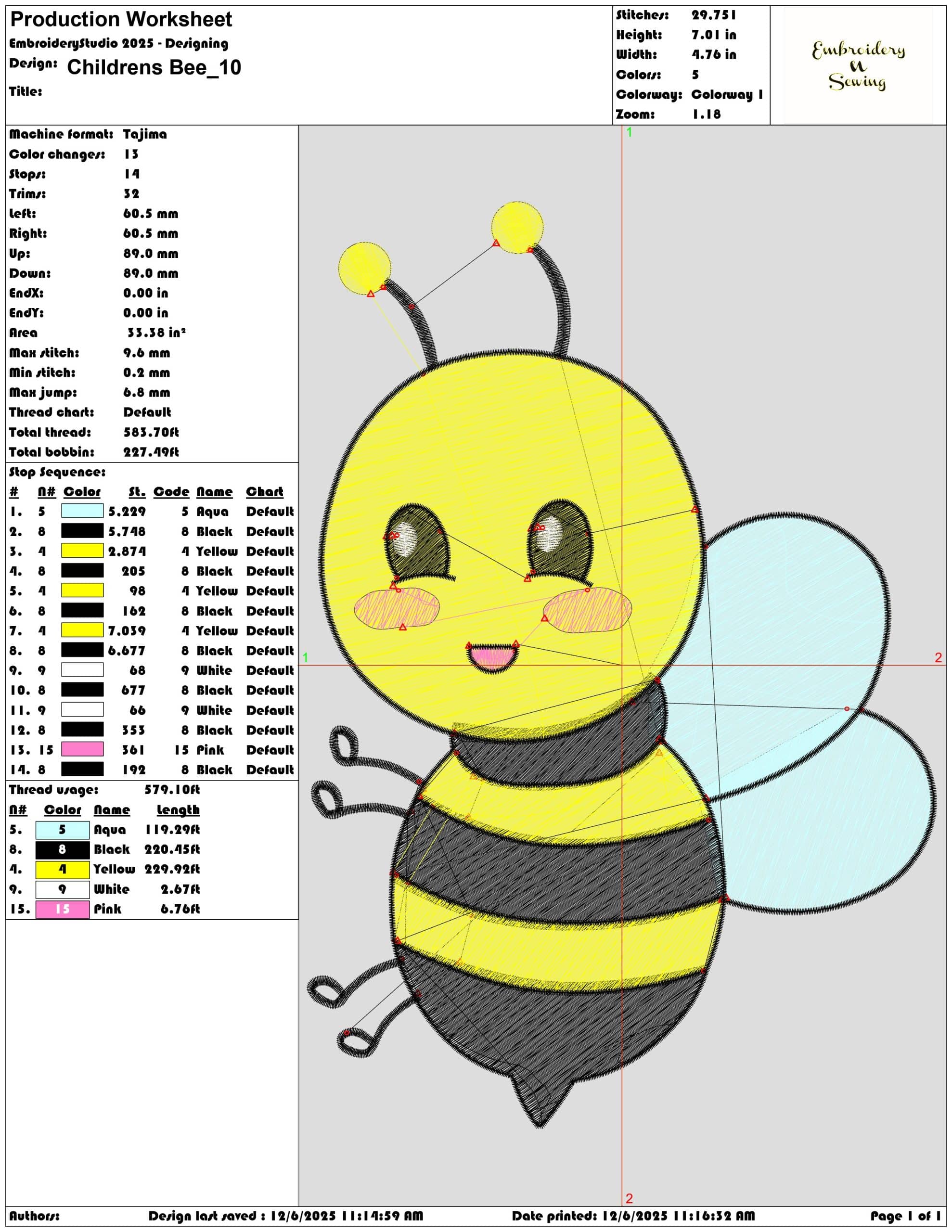 Childrens Bee - Elegant embroidery design file - instant download — view 3