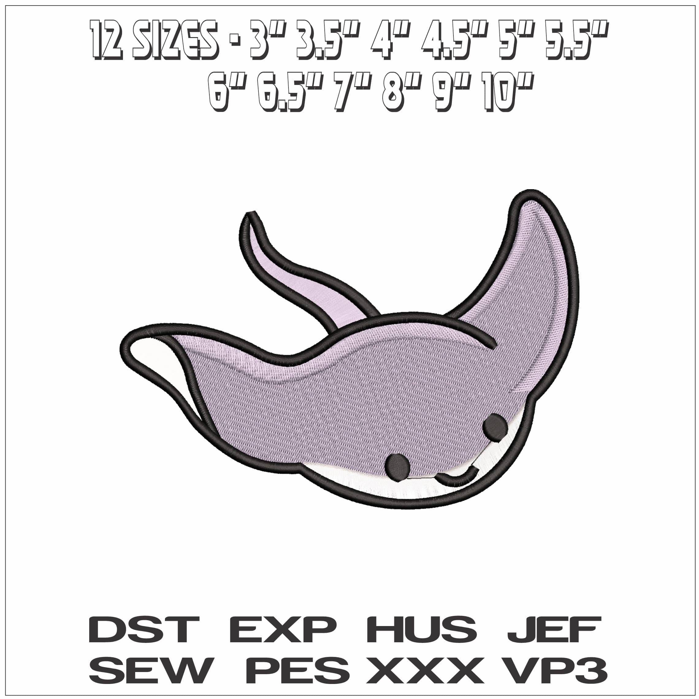 Childrens Manta Ray- Elegant embroidery design file - instant download — view 2