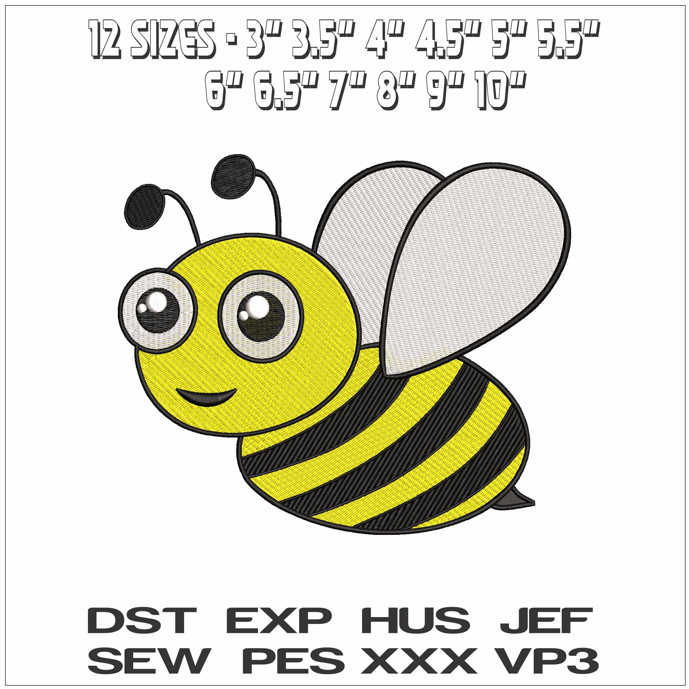 Childrens side on Bee- Elegant embroidery design file - instant download — view 2