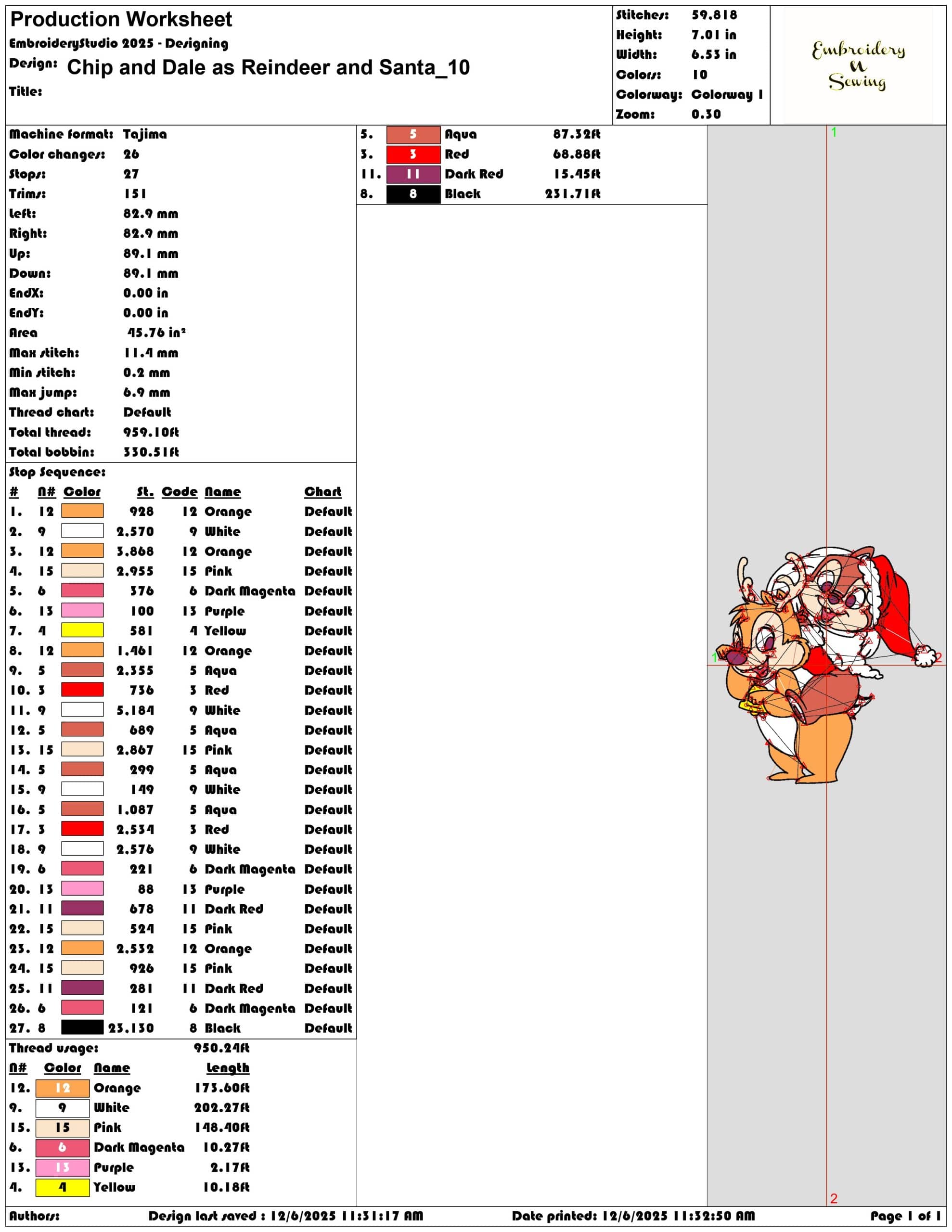 Chip and Dale as Reindeer and Santa- Elegant embroidery design file - instant download — view 3
