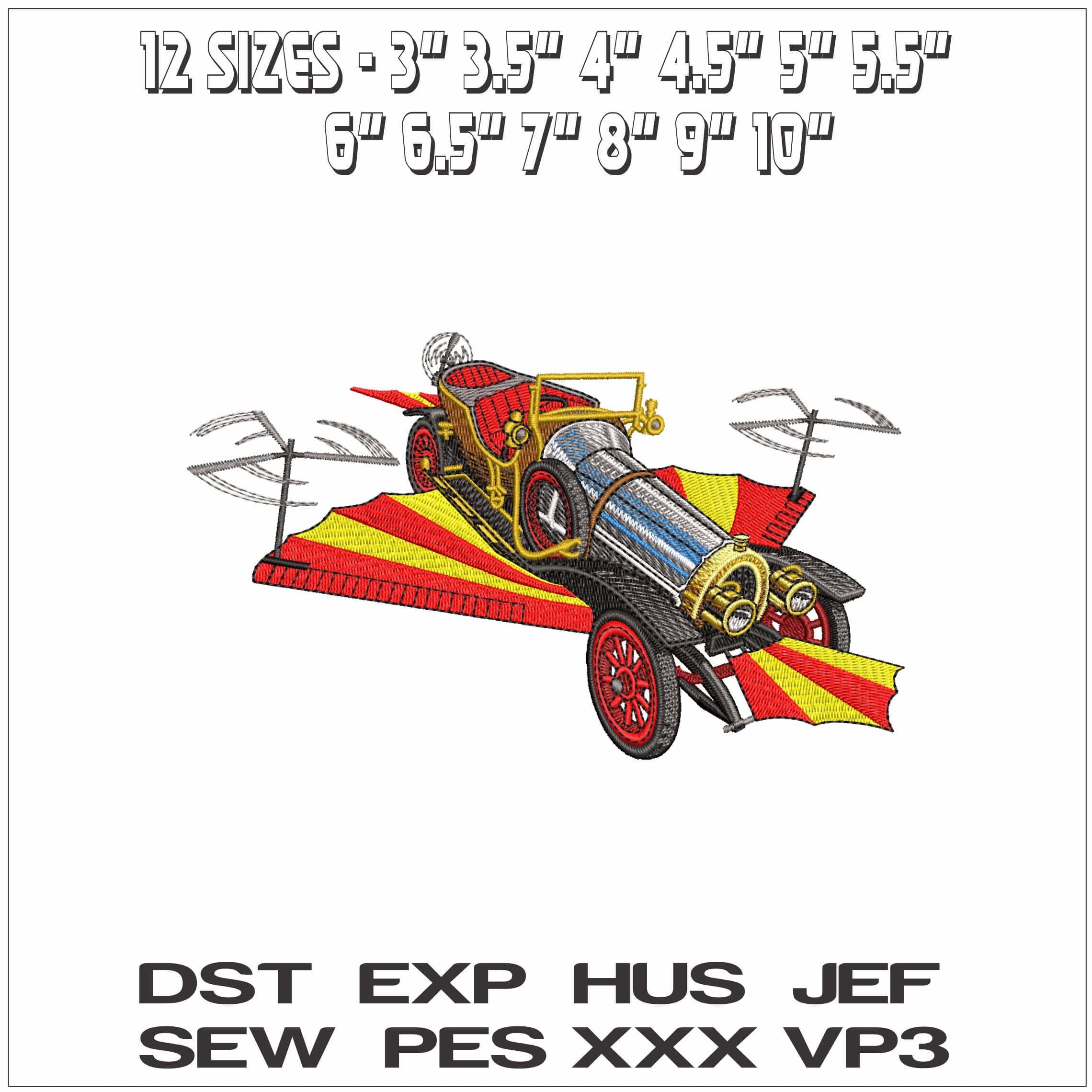 Chitty Chitty Bang Bang- Elegant embroidery design file - instant download — view 2
