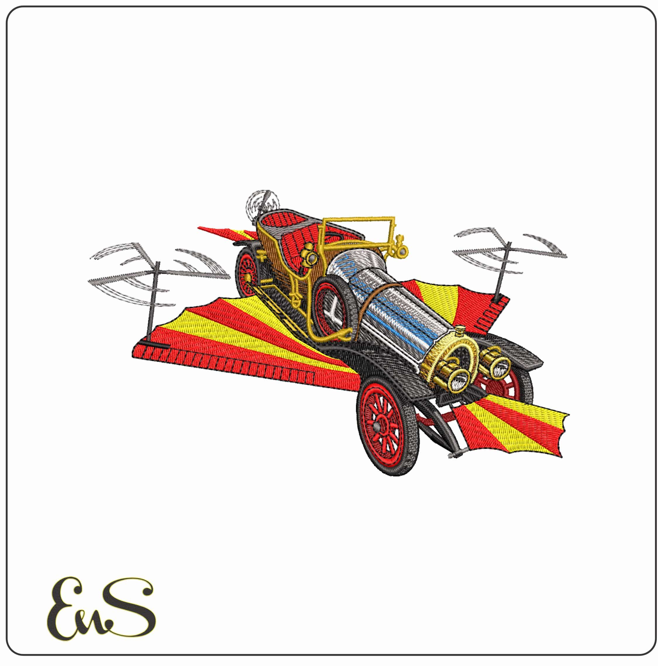 Chitty Chitty Bang Bang- Elegant embroidery design file - instant download