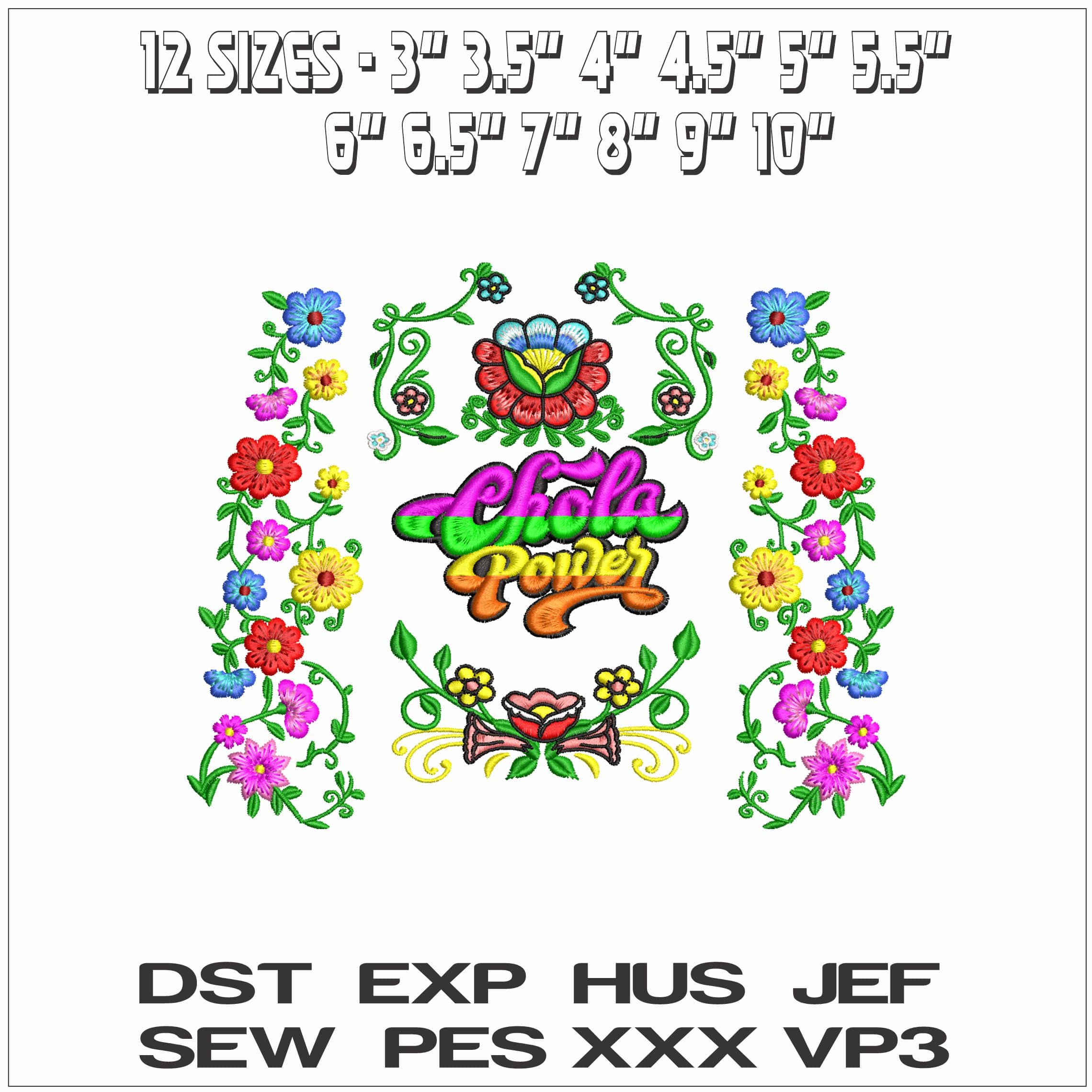 Chola Power Flowers- Elegant embroidery design file - instant download — view 2