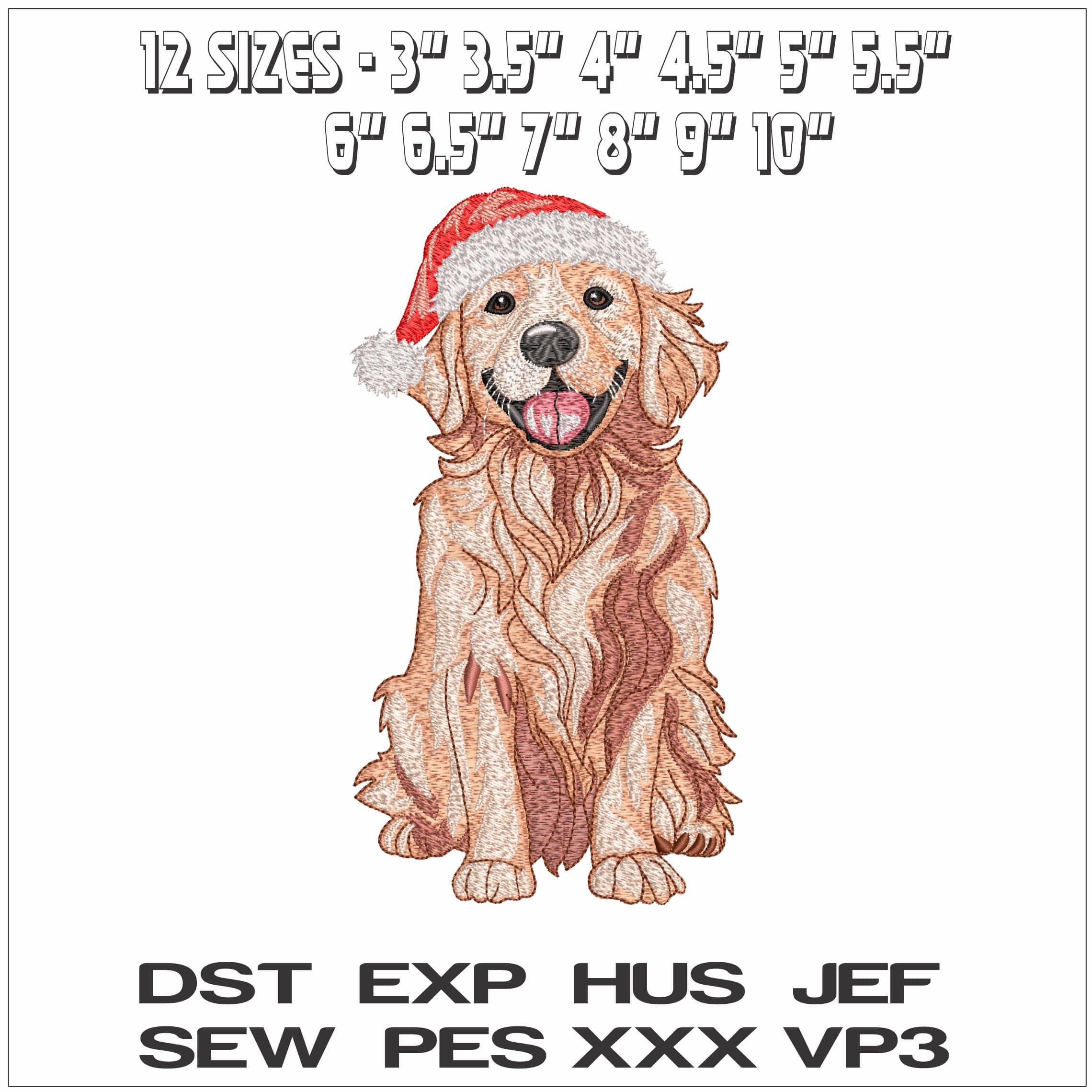 Christmas Retriever- Elegant embroidery design file - instant download — view 2