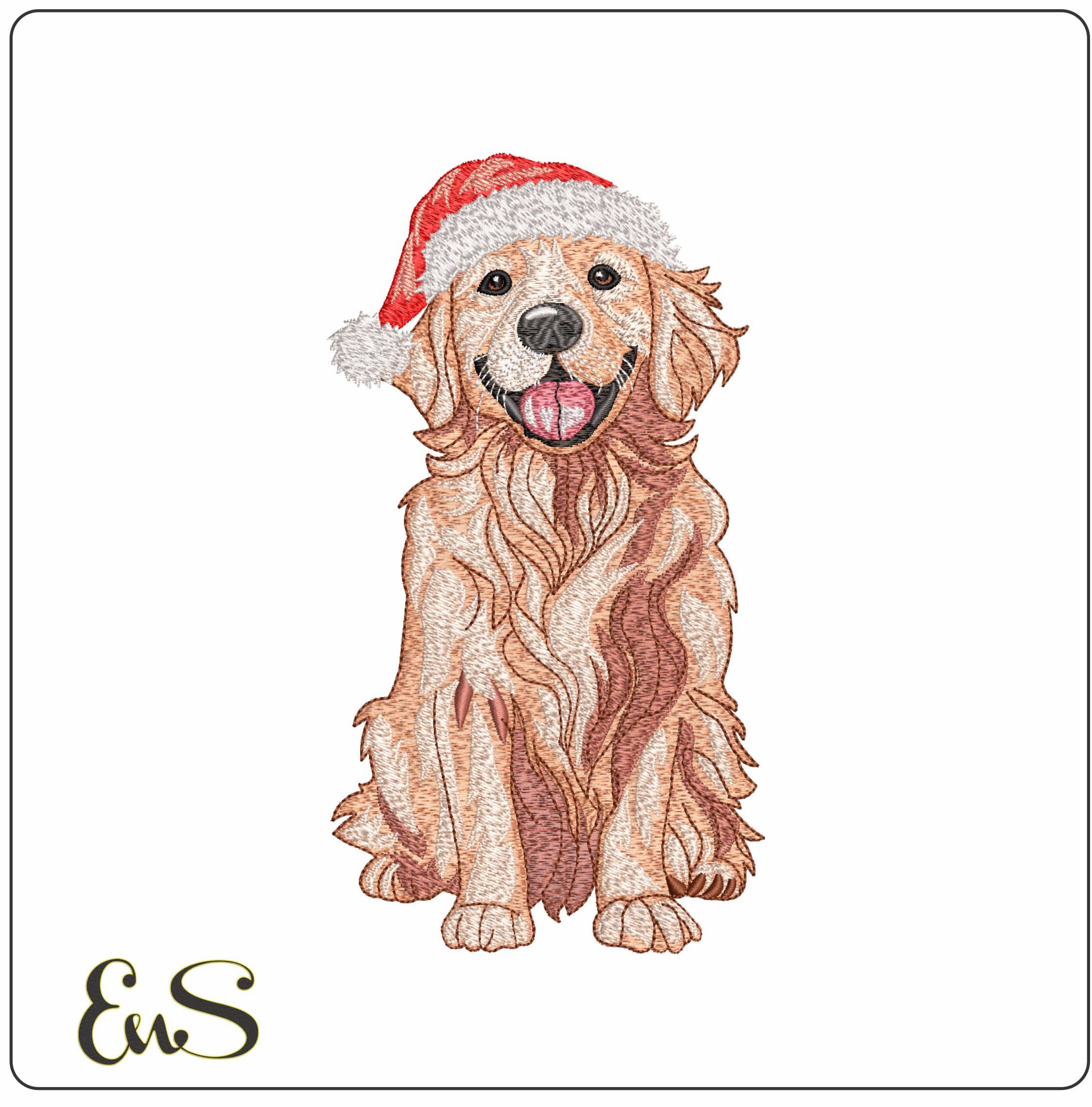 Christmas Retriever- Elegant embroidery design file - instant download