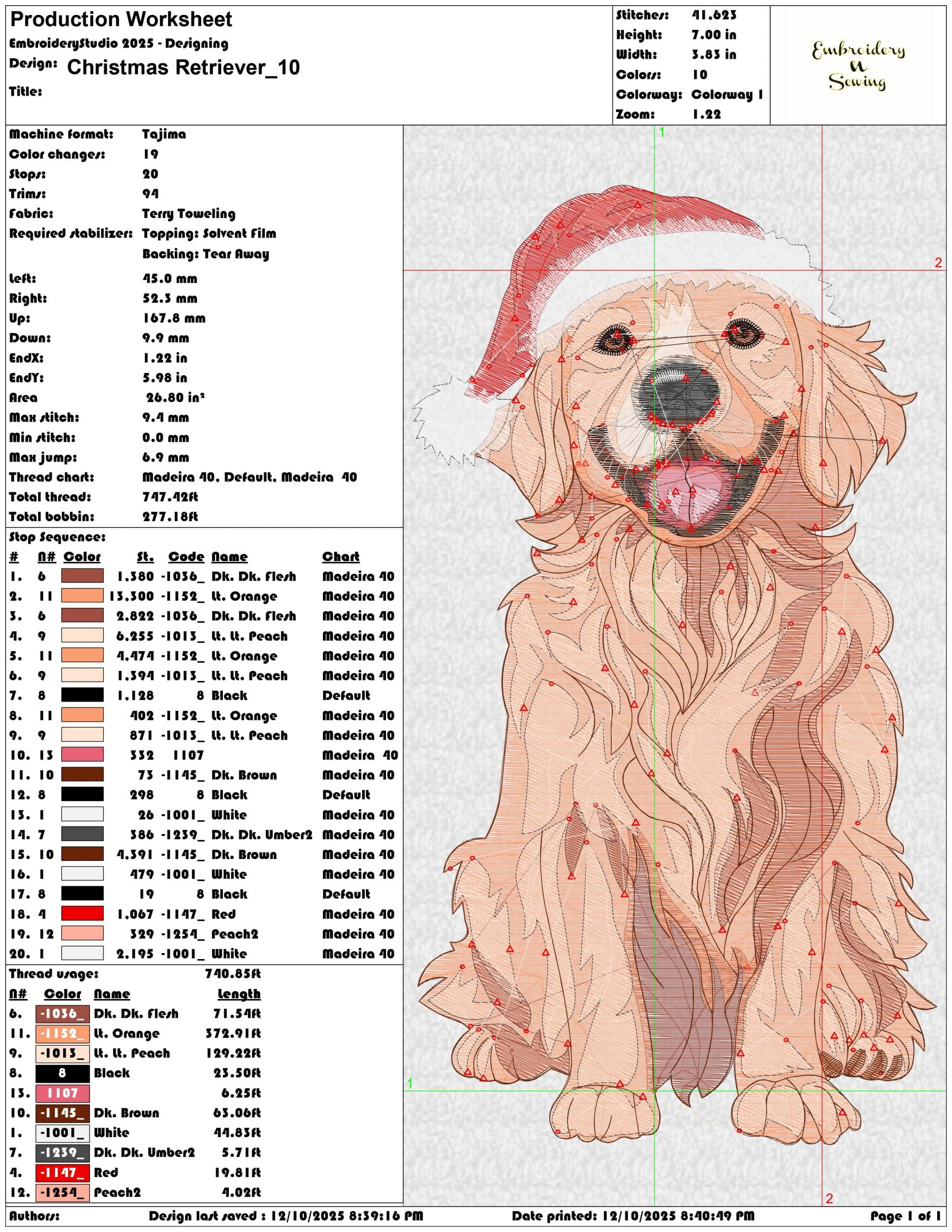 Christmas Retriever- Elegant embroidery design file - instant download — view 3