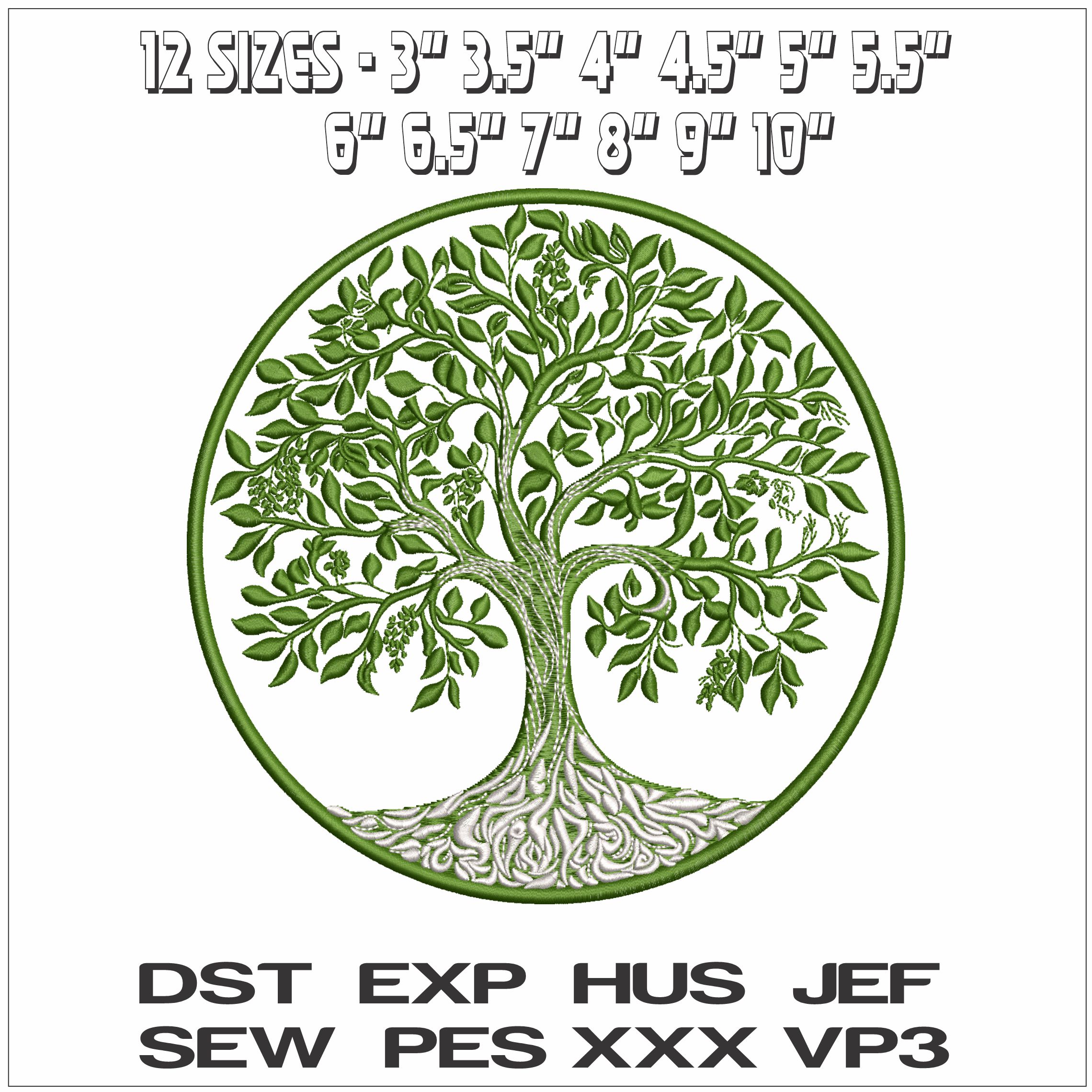 Circle Tree of Life- Elegant embroidery design file - instant download — view 2