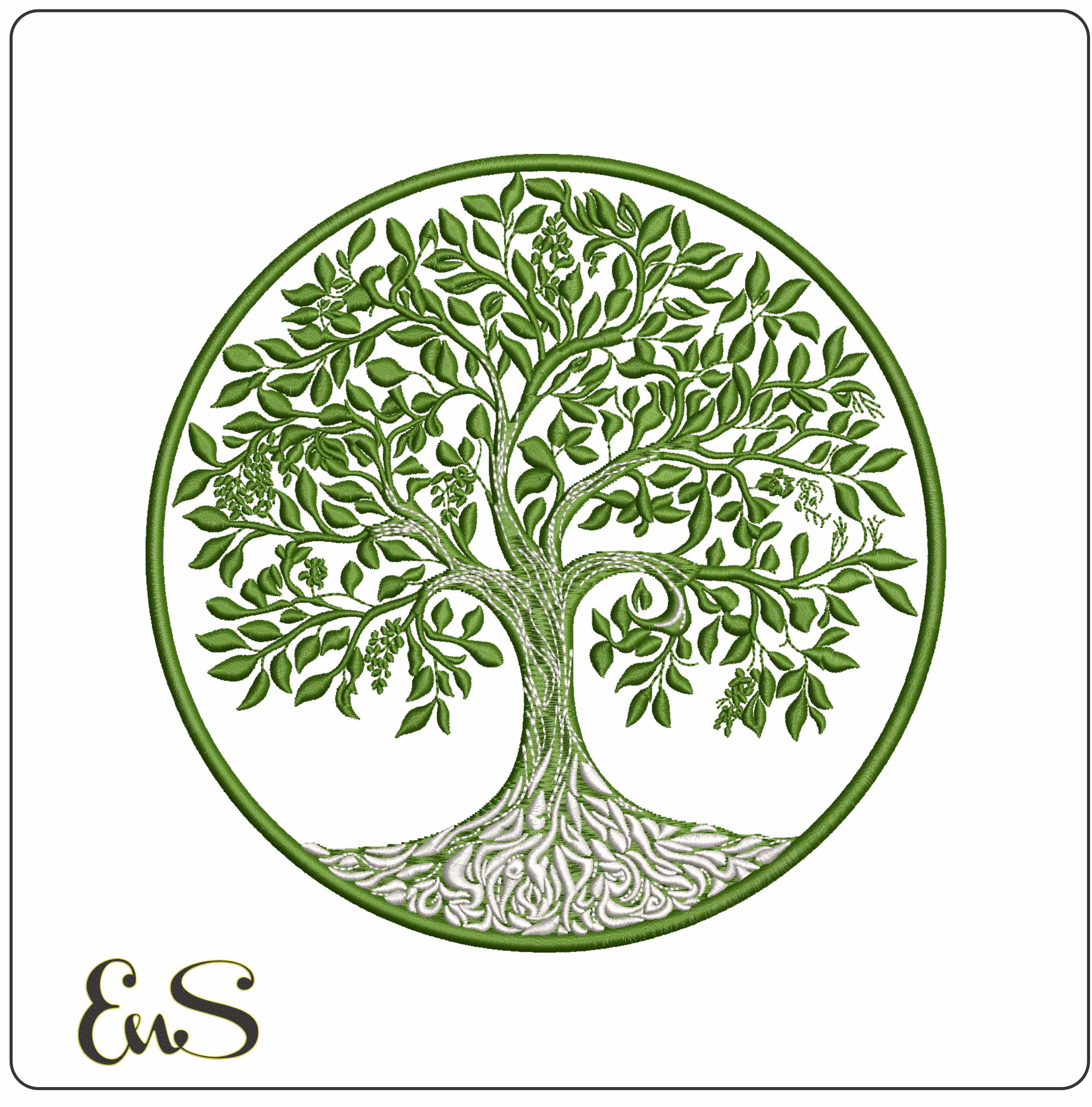 Circle Tree of Life- Elegant embroidery design file - instant download